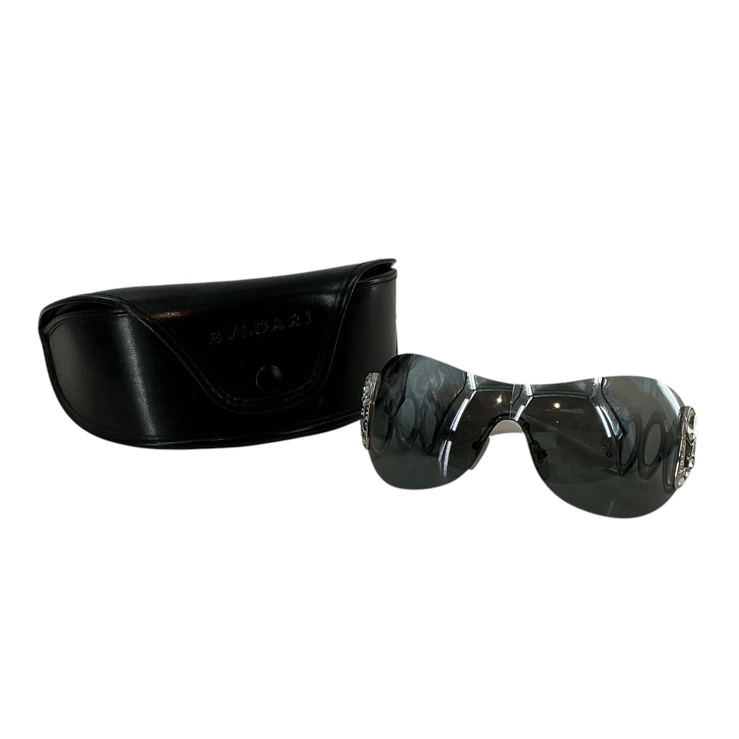 BVLGARI 6017-B Shield Sunglasses with Swarovski Crystals