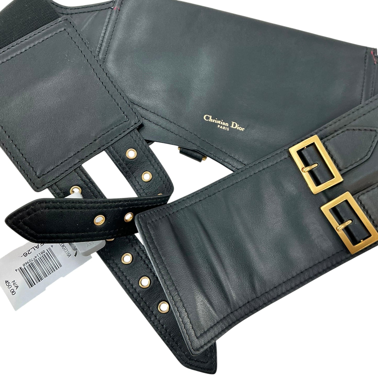 Christian Dior Black Leather Saddle Corset Belt Pouch
