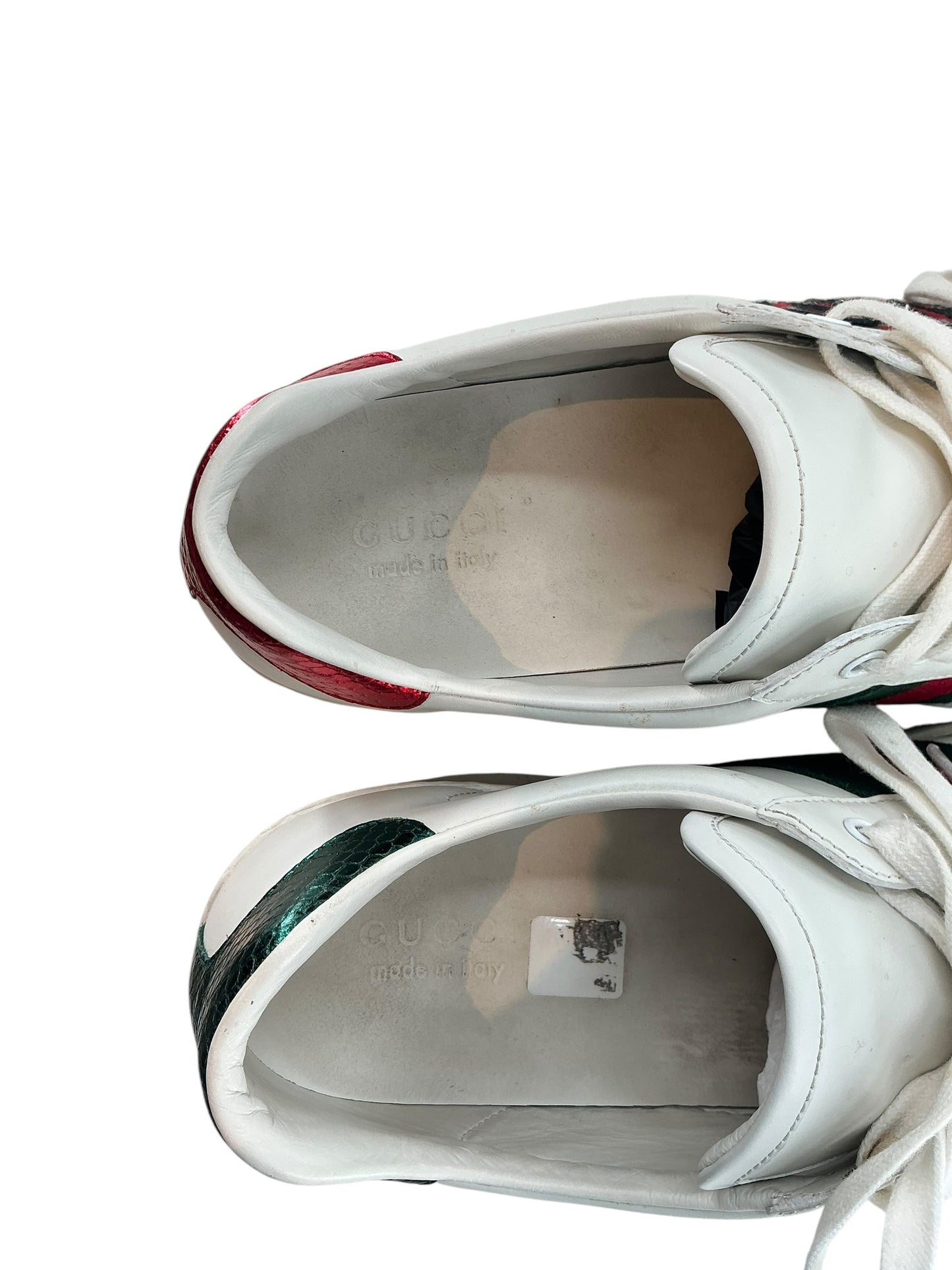 Gucci Mens White Snake Ace Sneakers