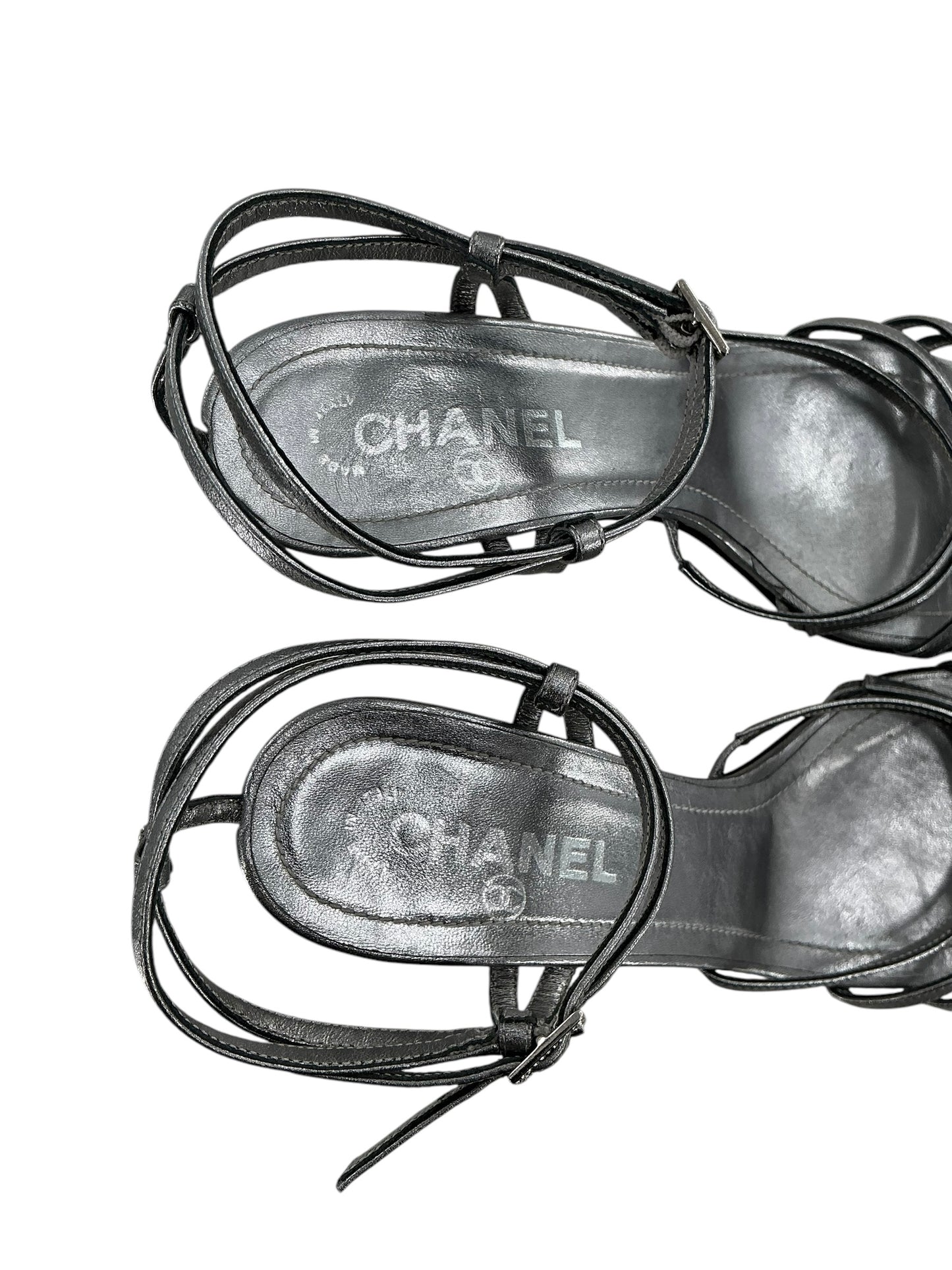 Chanel Metallic Strappy Sandals