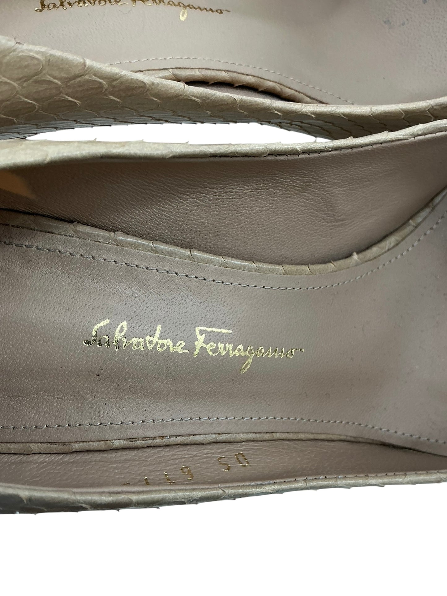 Ferragamo Snakeskin Bow Pumps