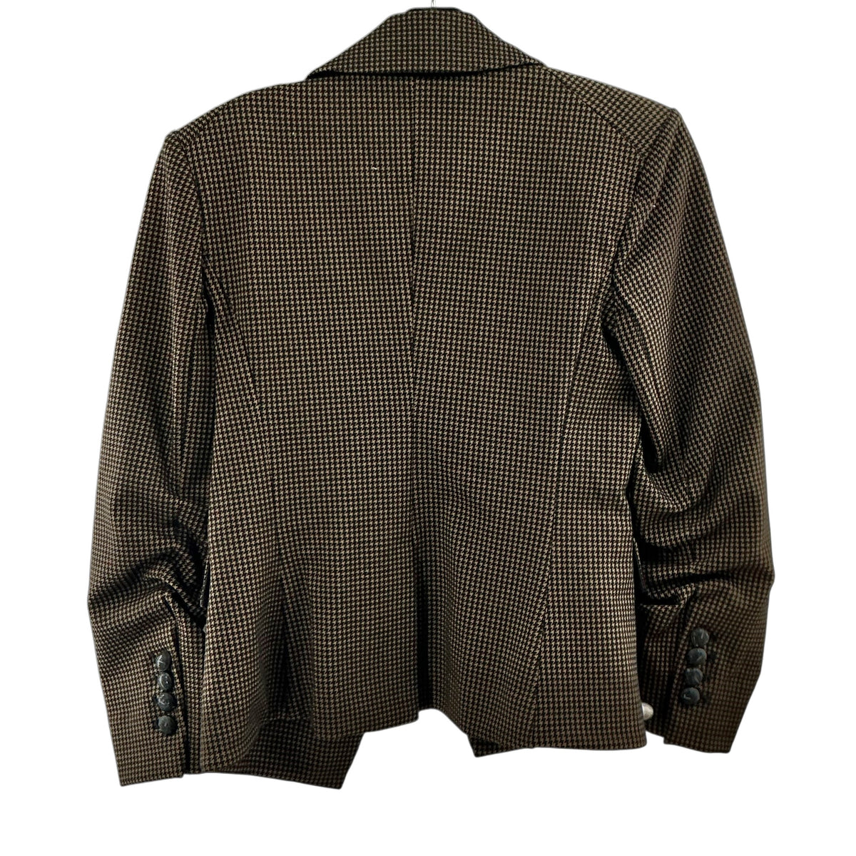 Veronica Beard Aaliyah Brown Houndstooth Ruched Sleeve Blazer