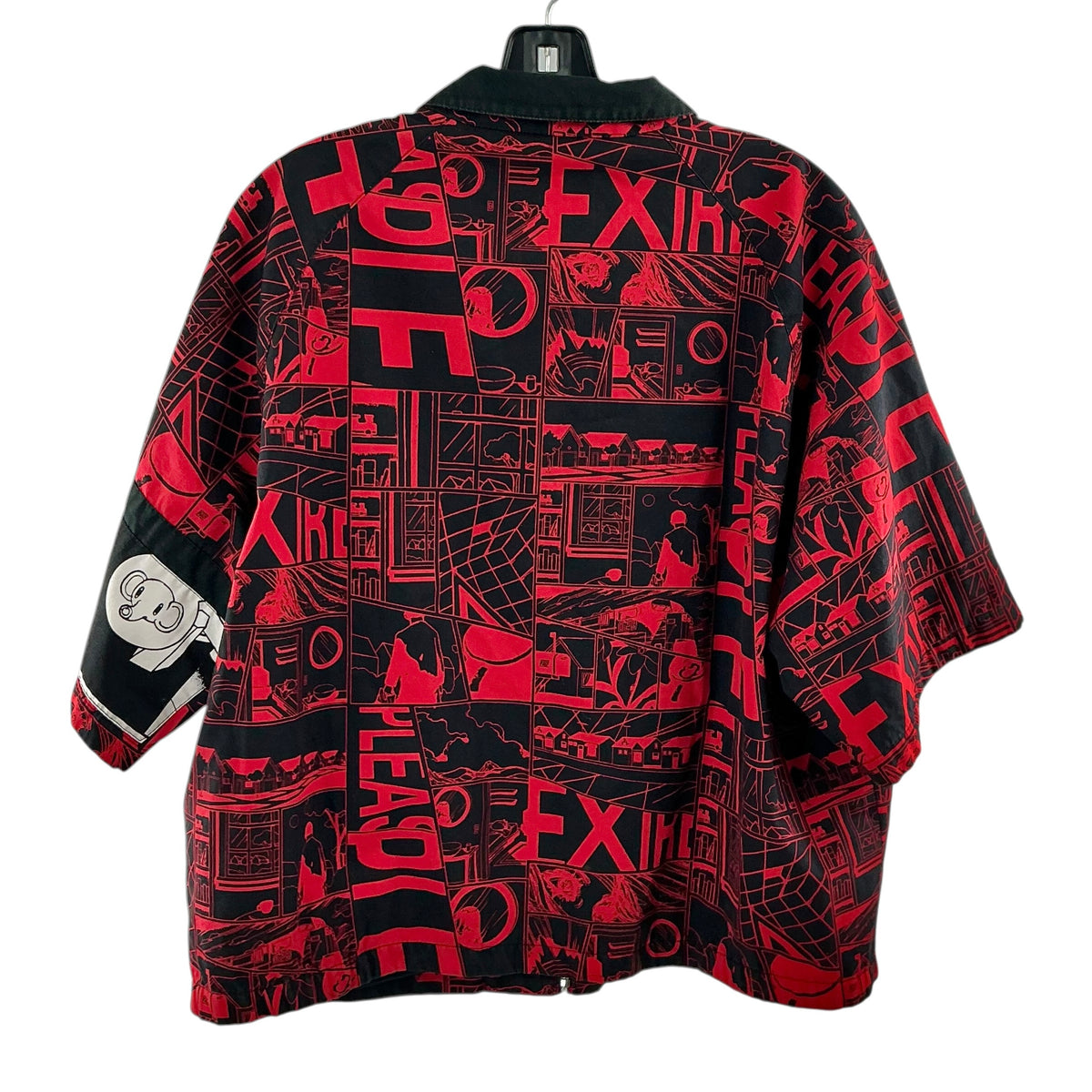 Prada SS18 Comic Graphic Print Short-Sleeve Zip-Up Jacket Shirt