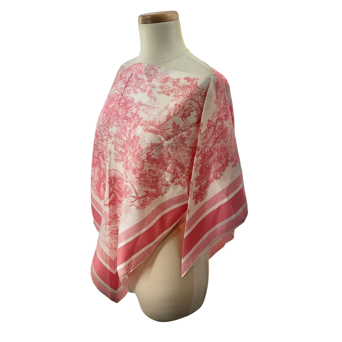 Christian Dior Dioriviera Toile de Jouy Pink Silk Scarf Top