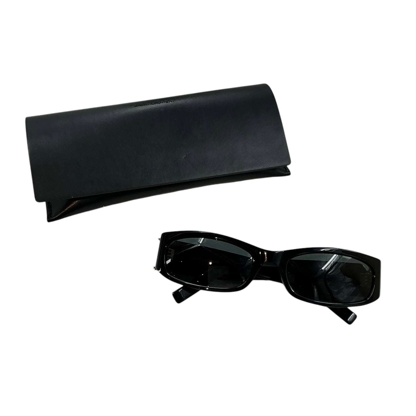 YSL Saint Laurent SL M152 Black Acetate Sunglasses with Silver Cassandre Logo