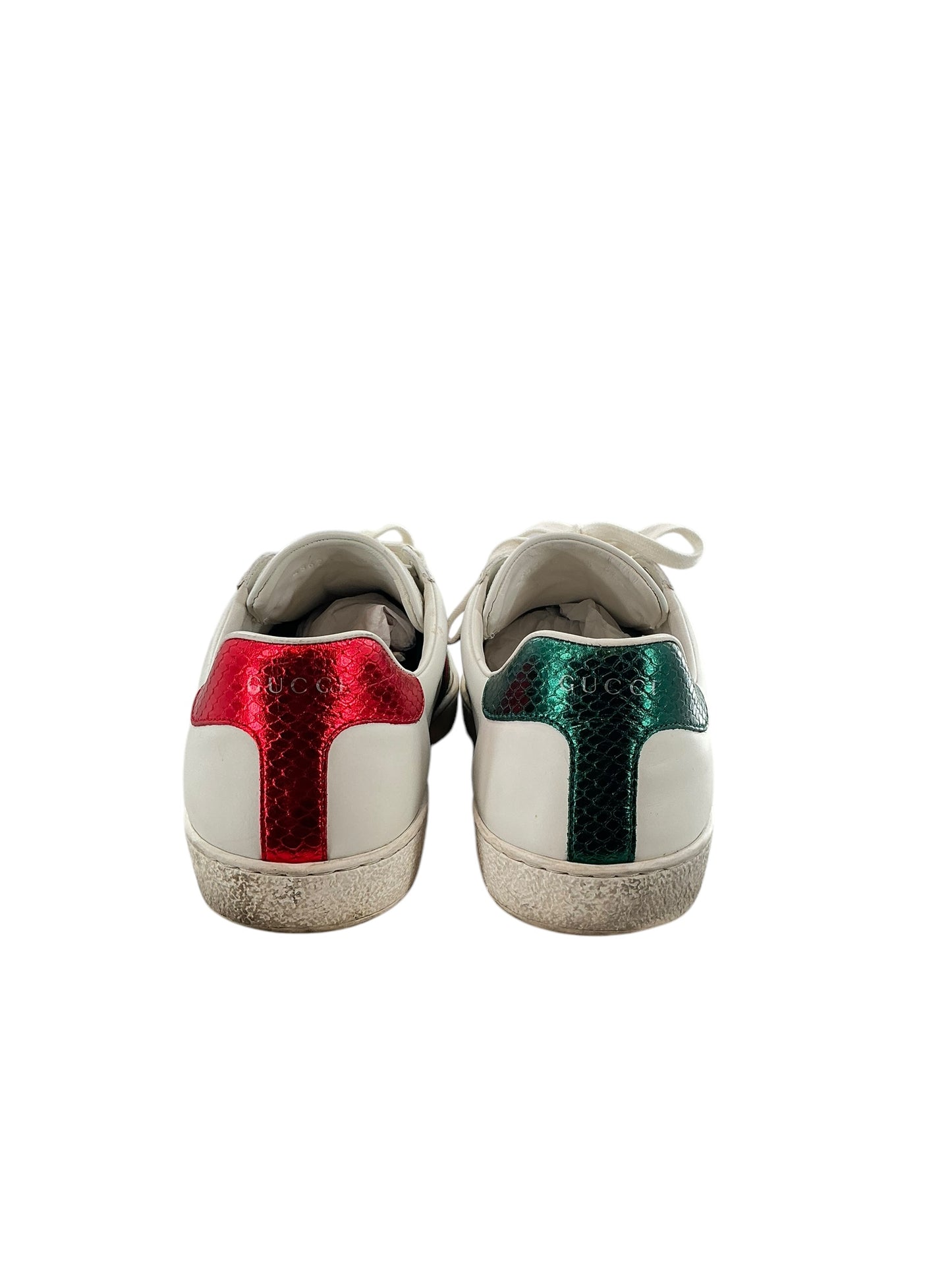 Gucci Mens White Snake Ace Sneakers