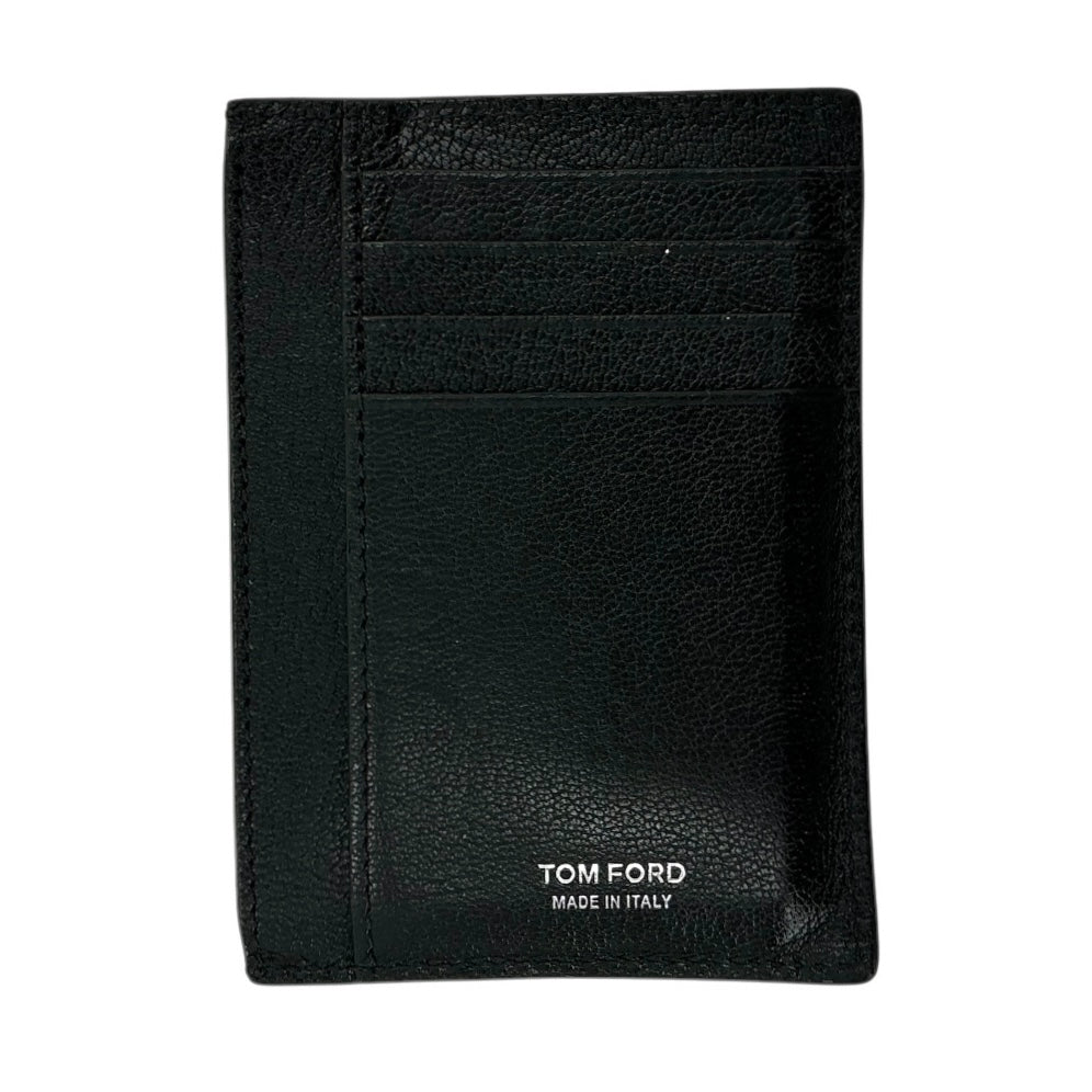 Tom Ford Elongated T-Line Grained Leather Card Case - Black