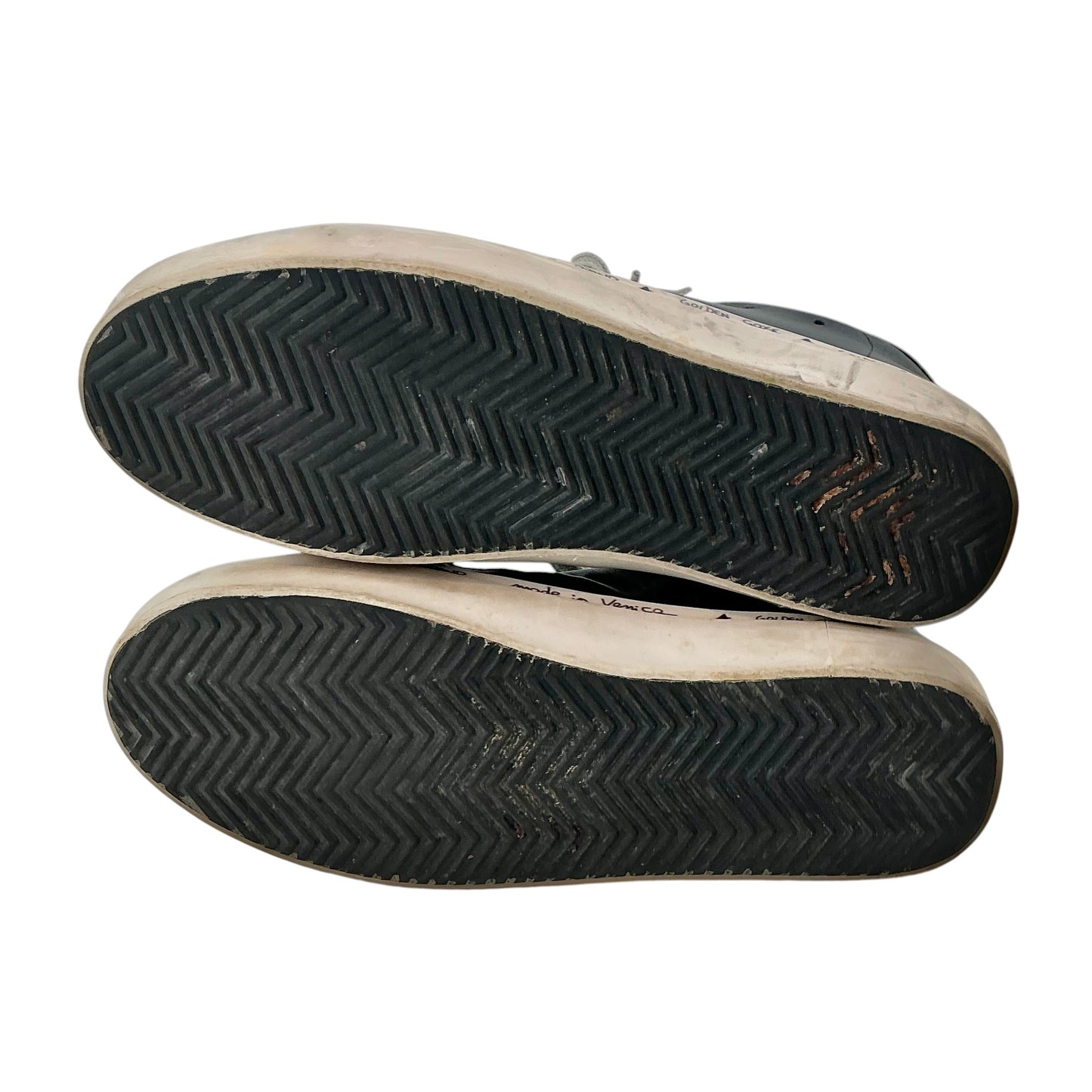 Golden Goose Hi Star Black Leather Metallic Gold Star Sneakers
