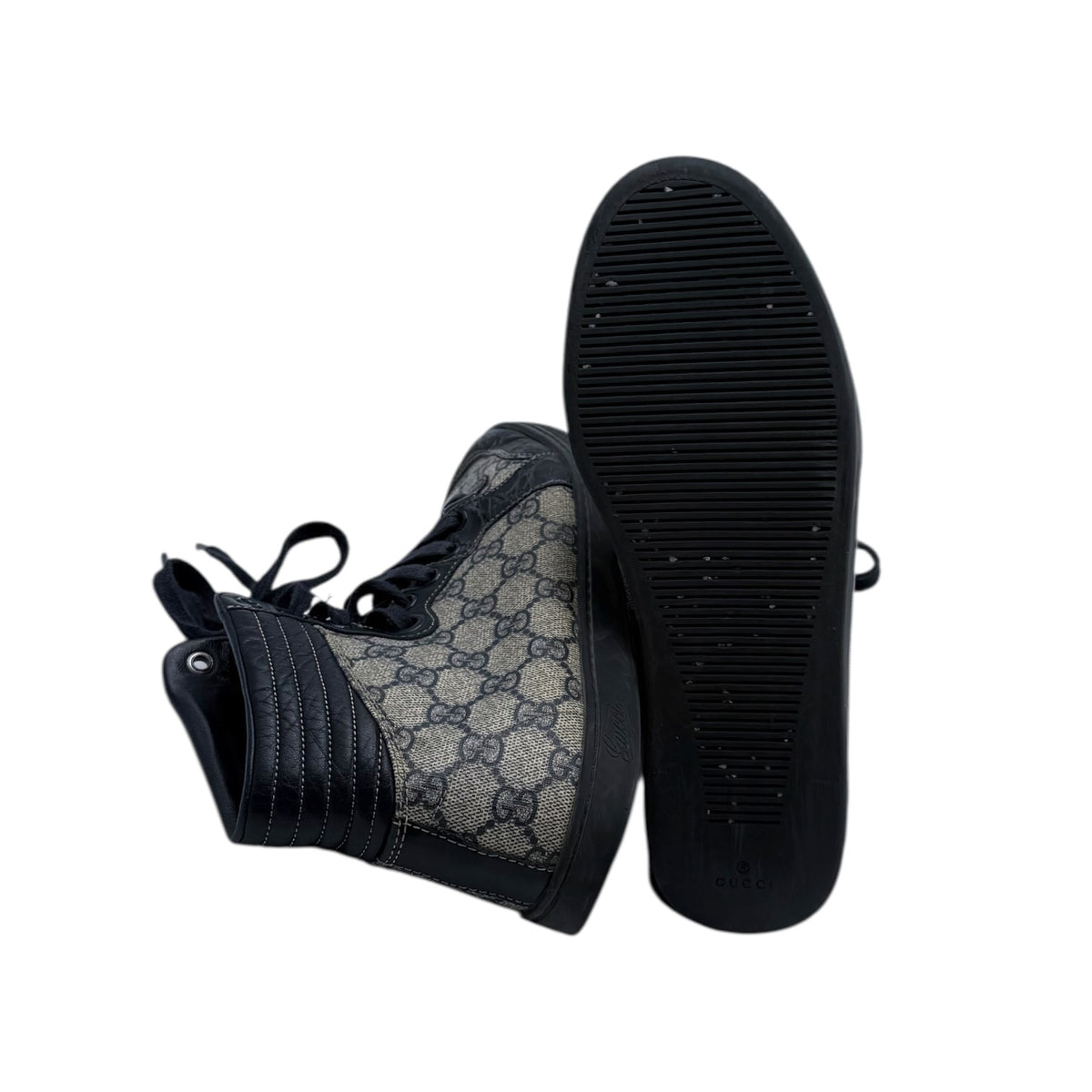 Gucci Navy Monogram High Top Sneakers