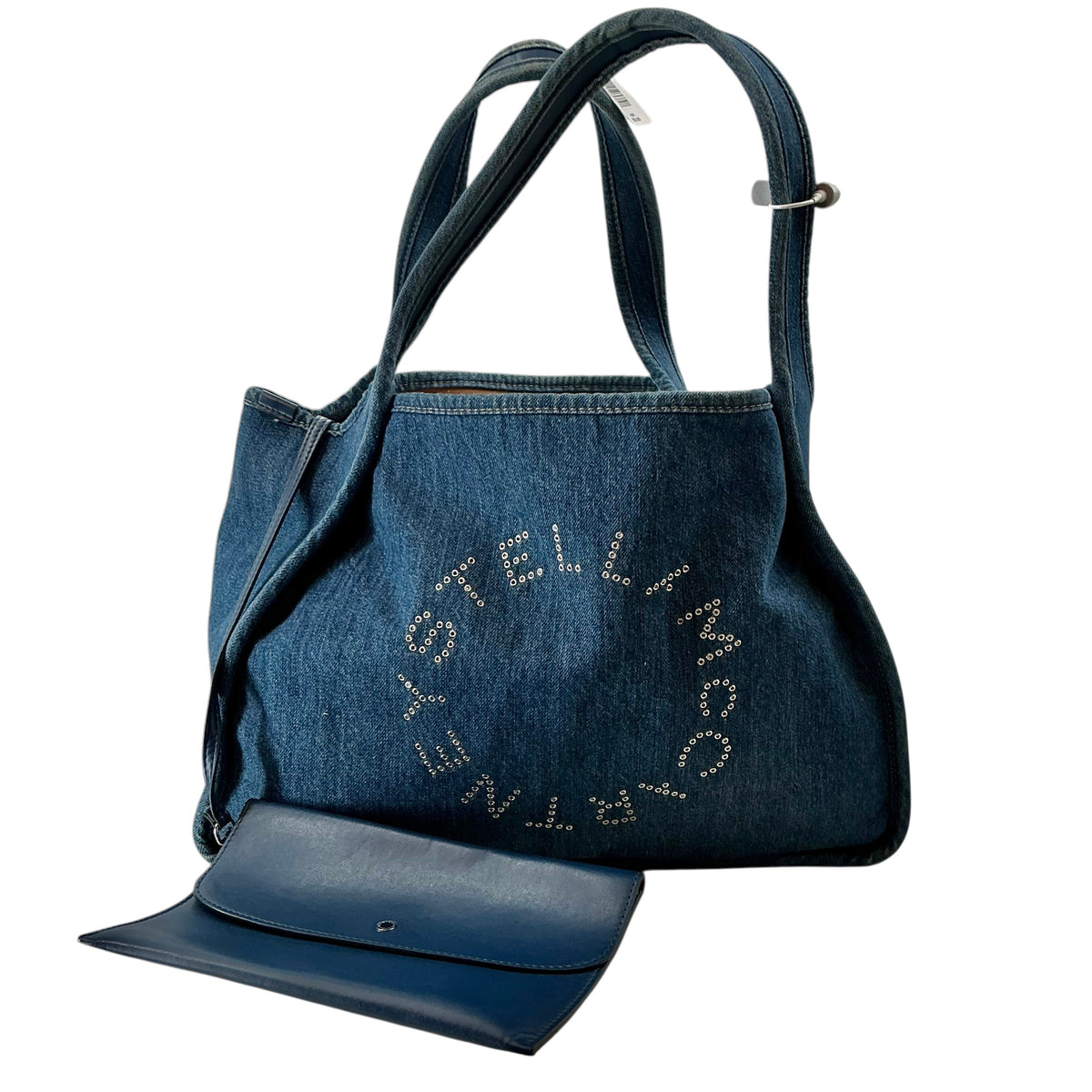 Stella McCartney Blue Denim Stella Logo Medium Tote Bag with Pouch