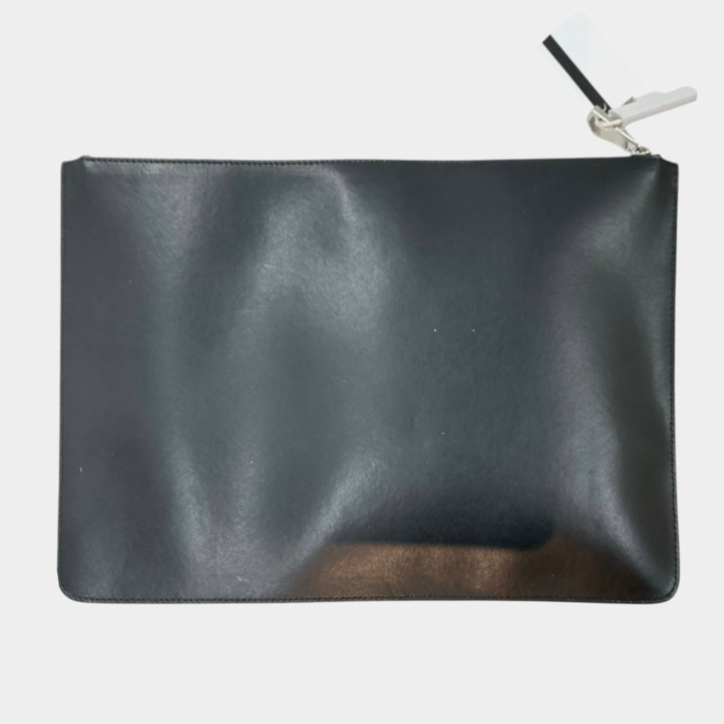 Givenchy Black Smooth Leather Star Embossed Zipper Pouch Clutch