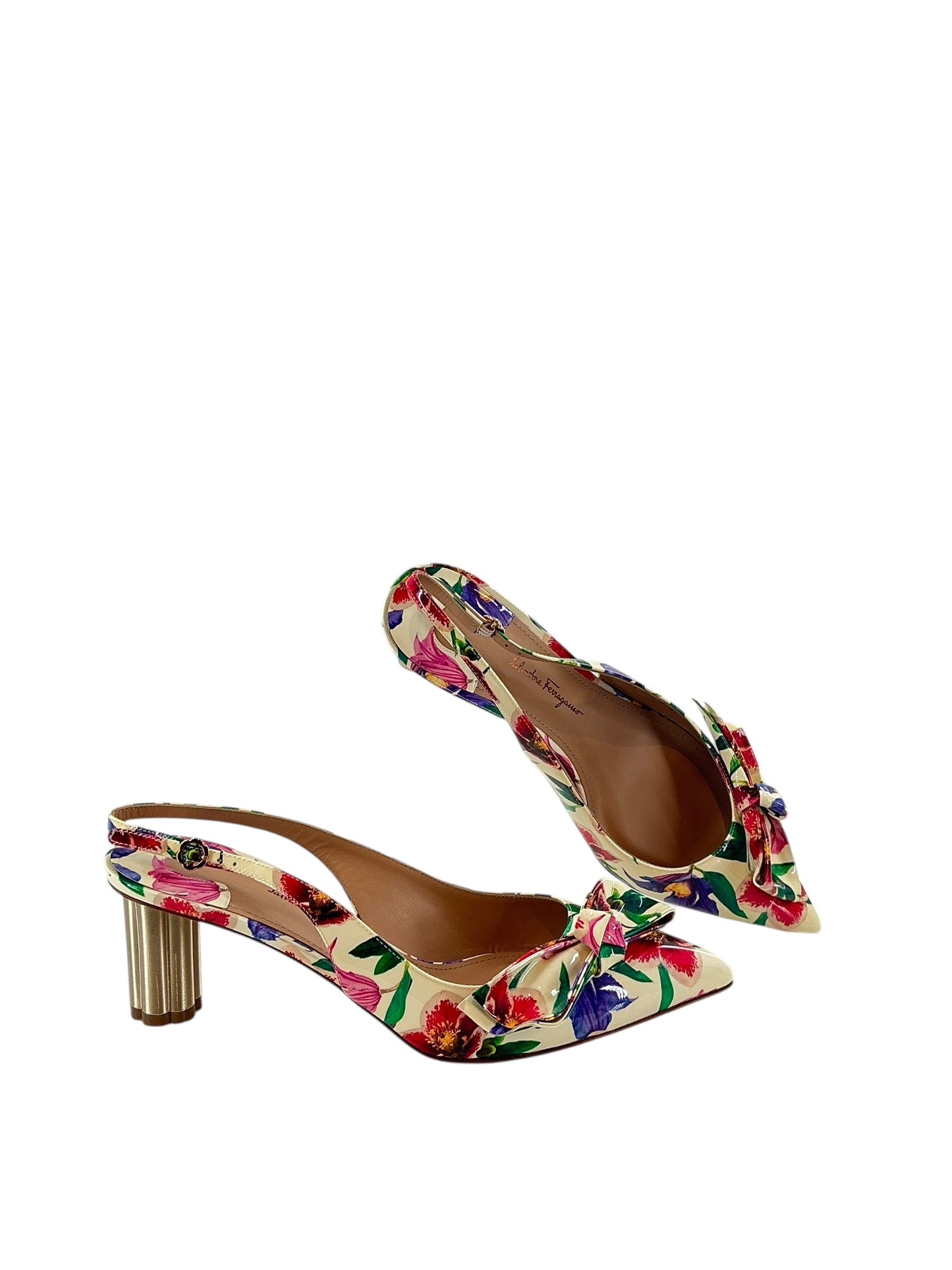 Salvatore Ferragamo Peep Toe Kitten Pumps