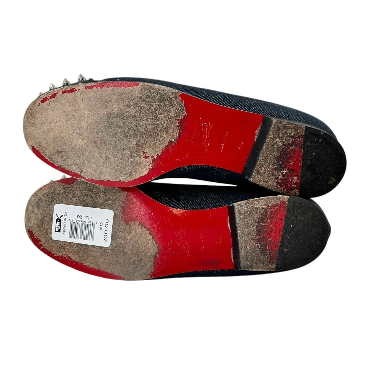 Christian Louboutin Denim Intern Flat Spiked Crest Loafers