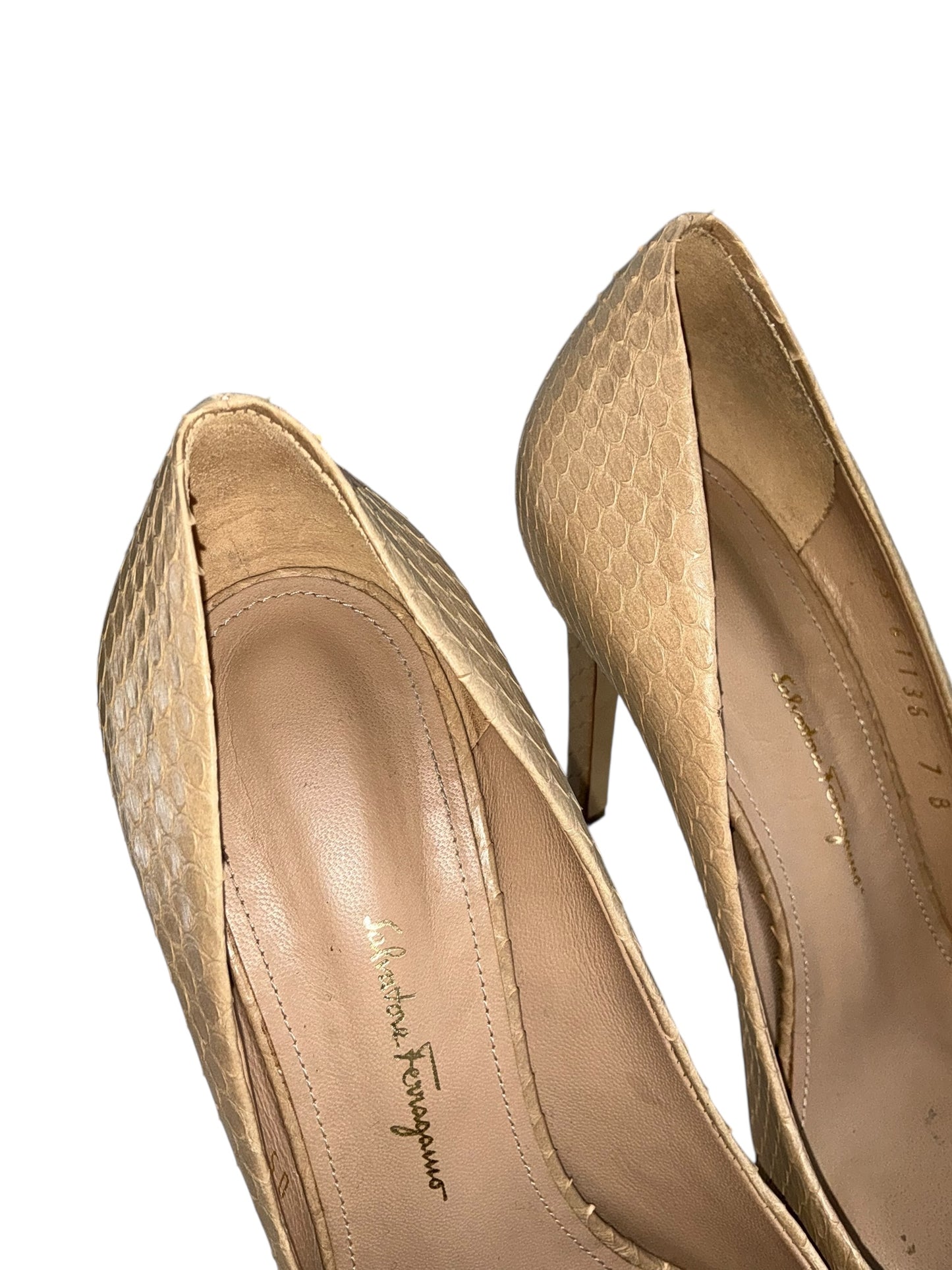 Ferragamo Snakeskin Bow Pumps