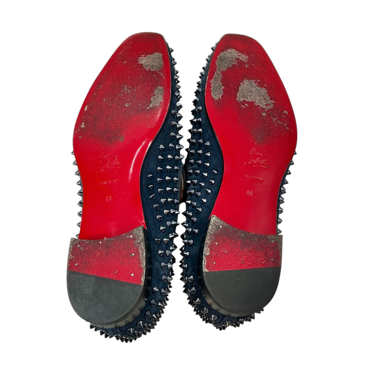 Christian Louboutin Dandelion Spikes Loafers Navy Blue Suede