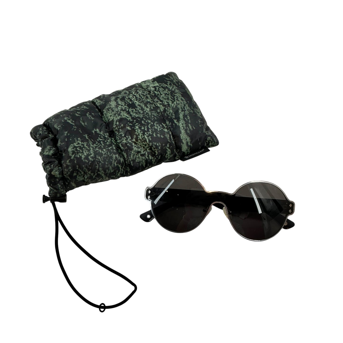 MONCLER Lunettes Pharrell Williams Round Sunglasses Black Silver Wire Frame
