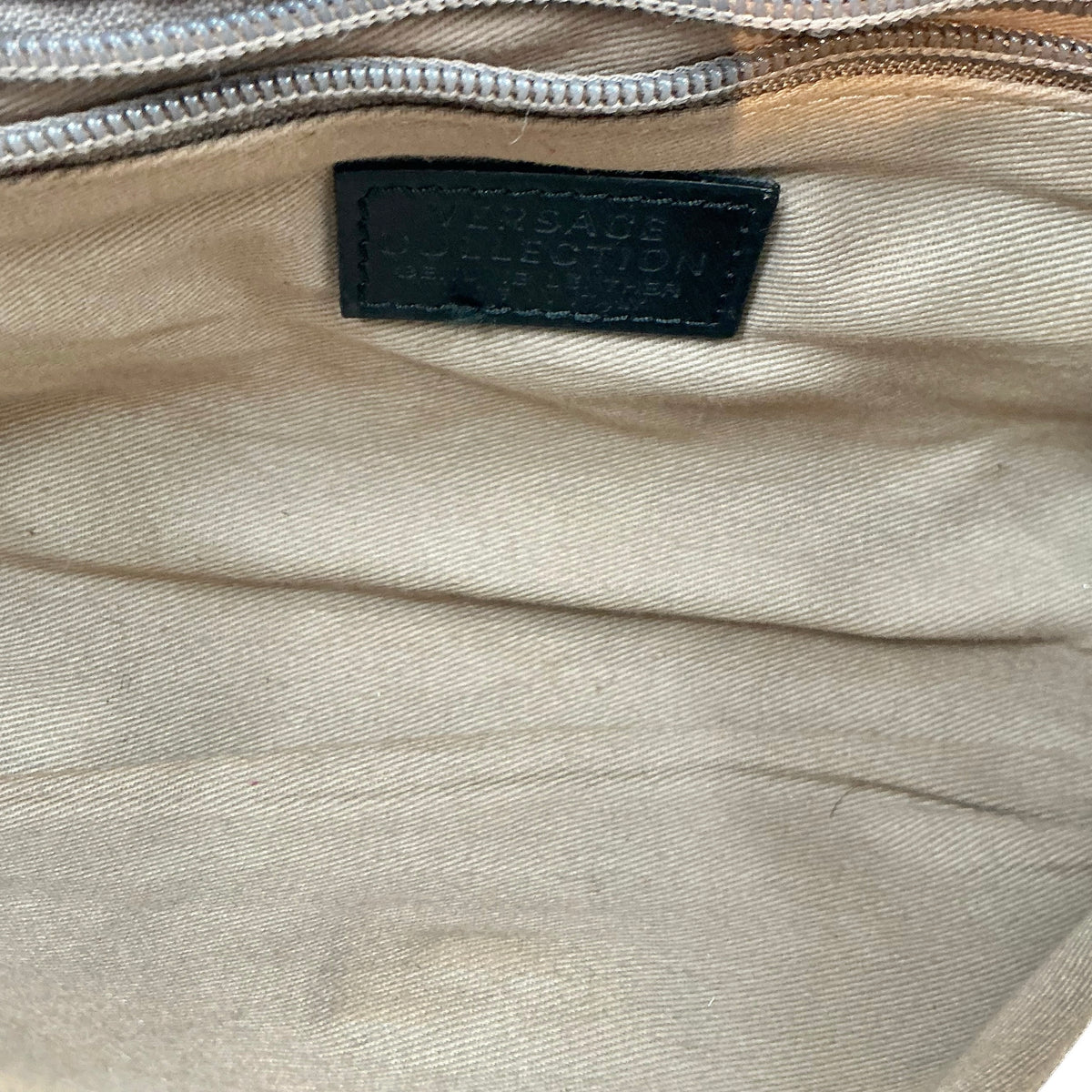 Versace Collection Black Pebble Grain Leather Convertible Shoulder Bag Clutch