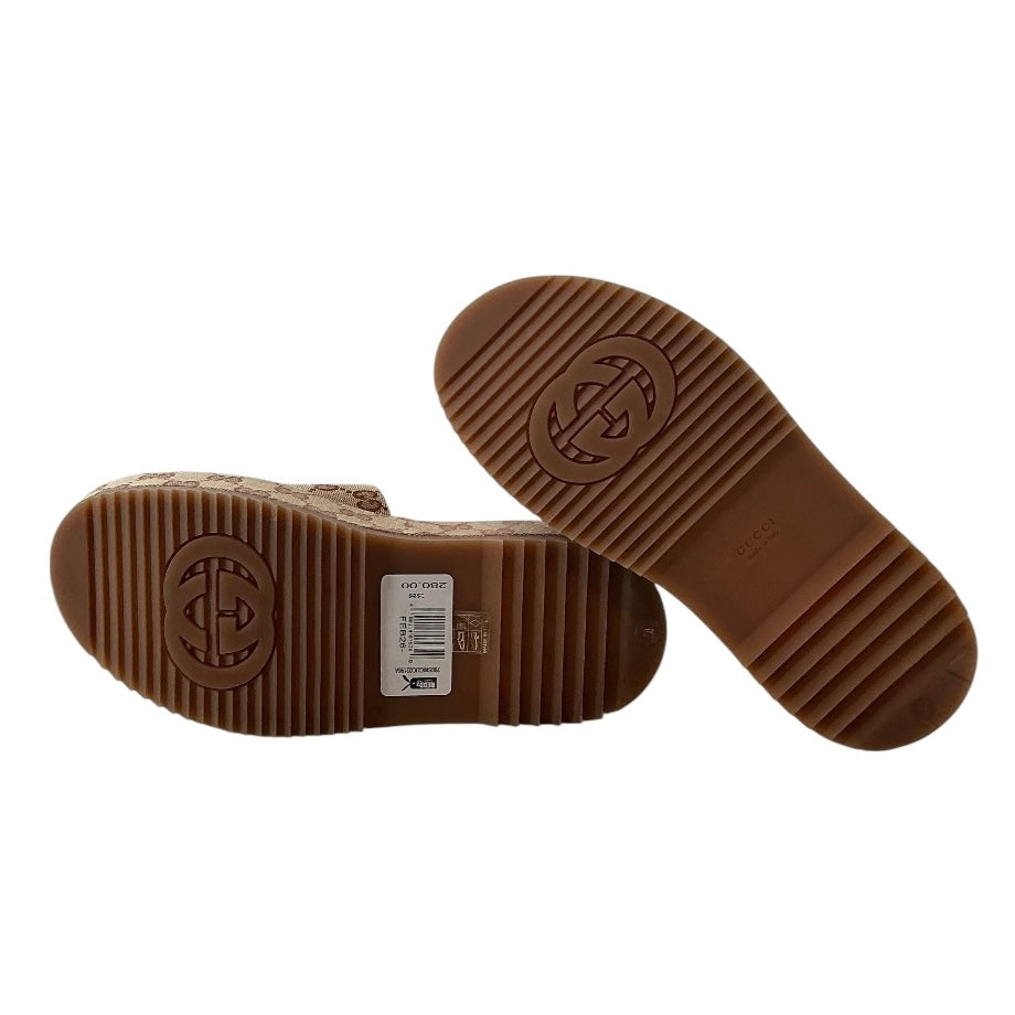 Gucci Angelina Platform Slide Sandals in GG Canvas