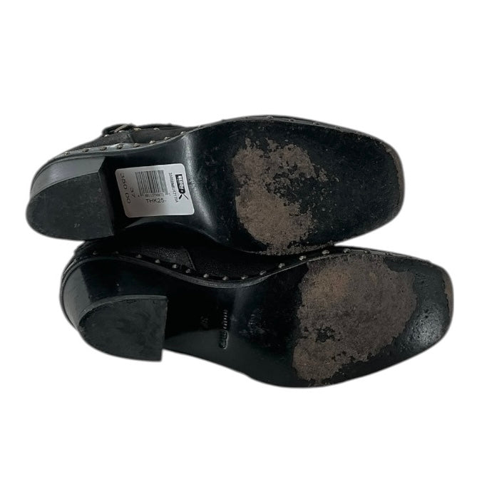 Miu Miu Black Leather Stud Accent Knee High Boots