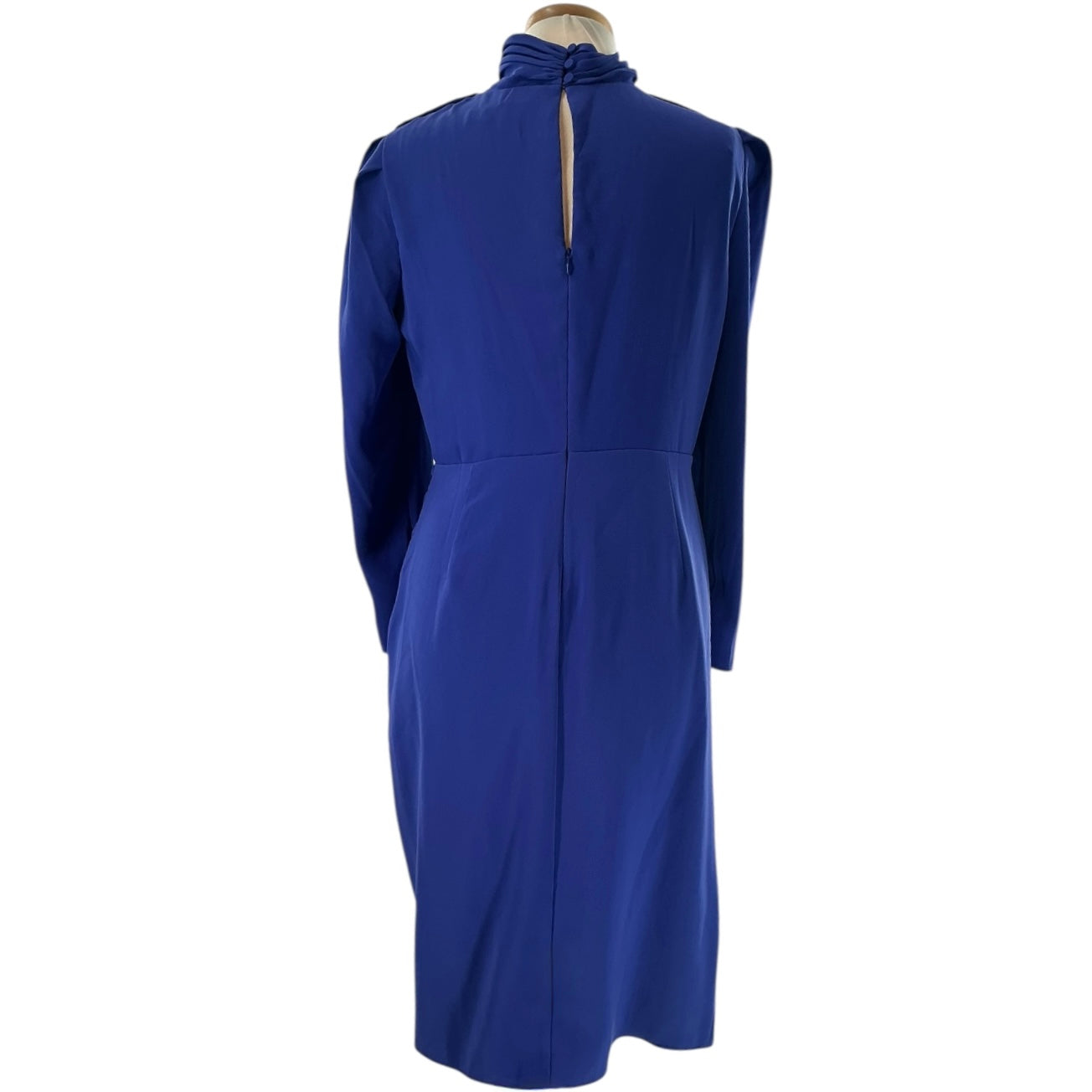 Self-Portrait Blue Stretch Crepe Twisted Collar Midi Dress
