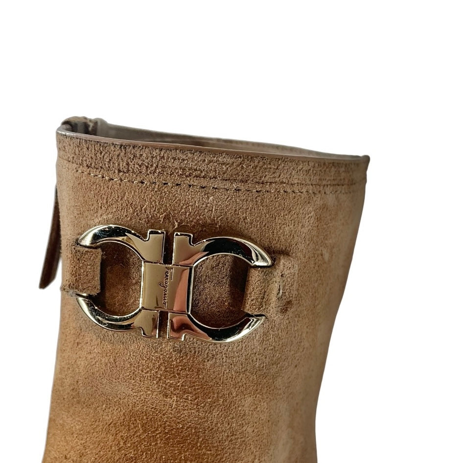 Salvatore Ferragamo Suede Side Zip Short Boot