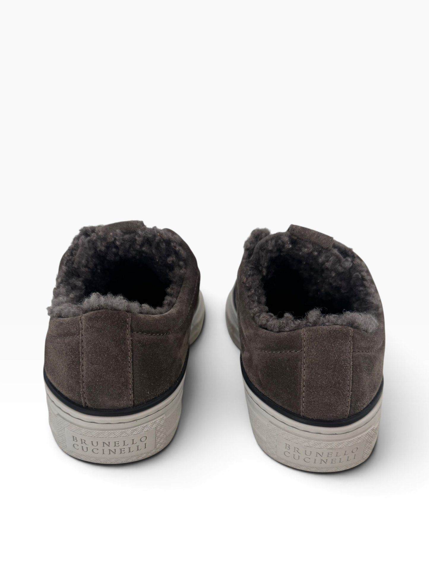 Brunello Cucinelli Suede Shearling-Lined Slip-On Sneakers