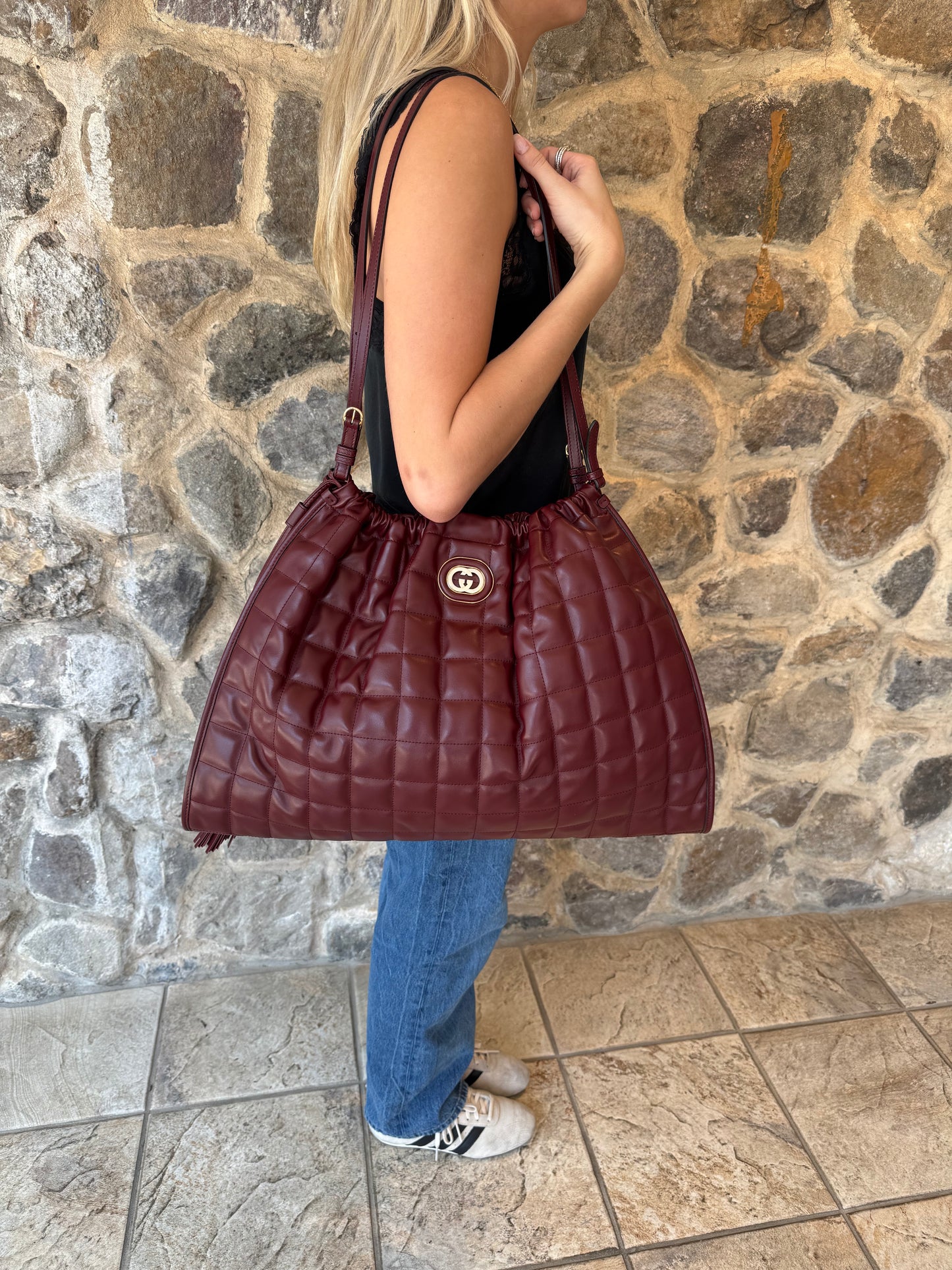 Gucci Greco Large Quilted Leather Shoulder Bag