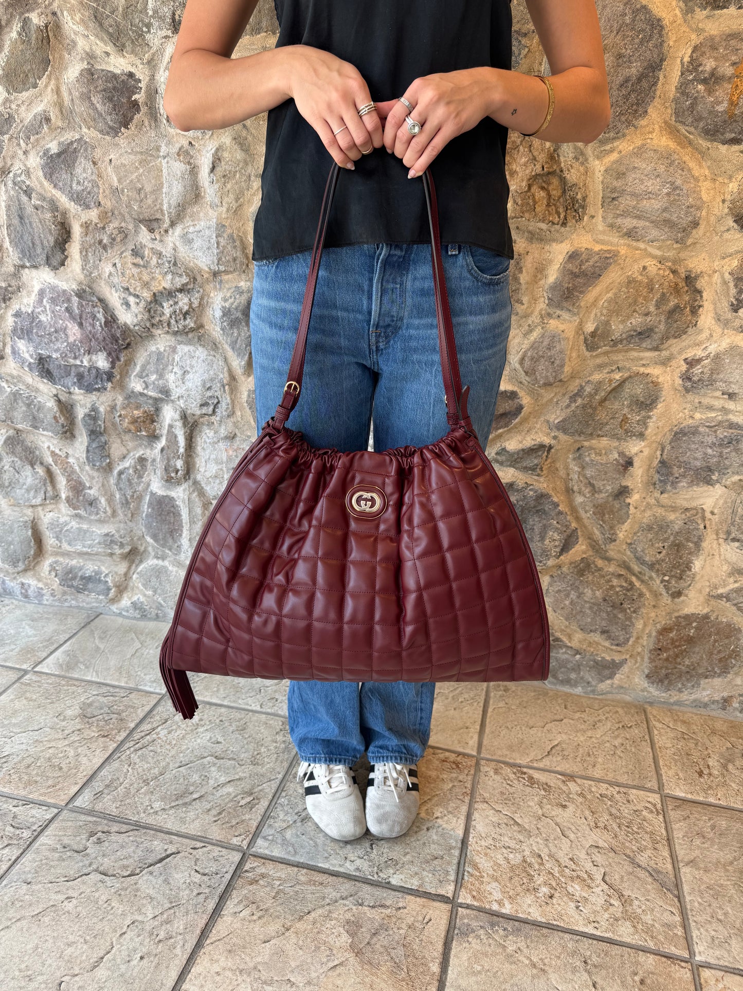 Gucci Greco Large Quilted Leather Shoulder Bag