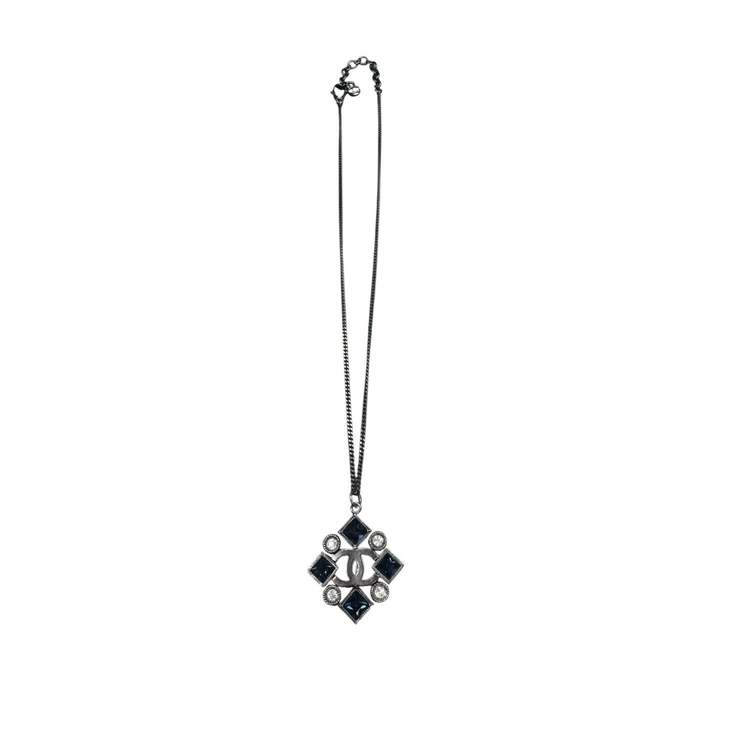 Chanel 2006 CC Blue Rhinestone Necklace