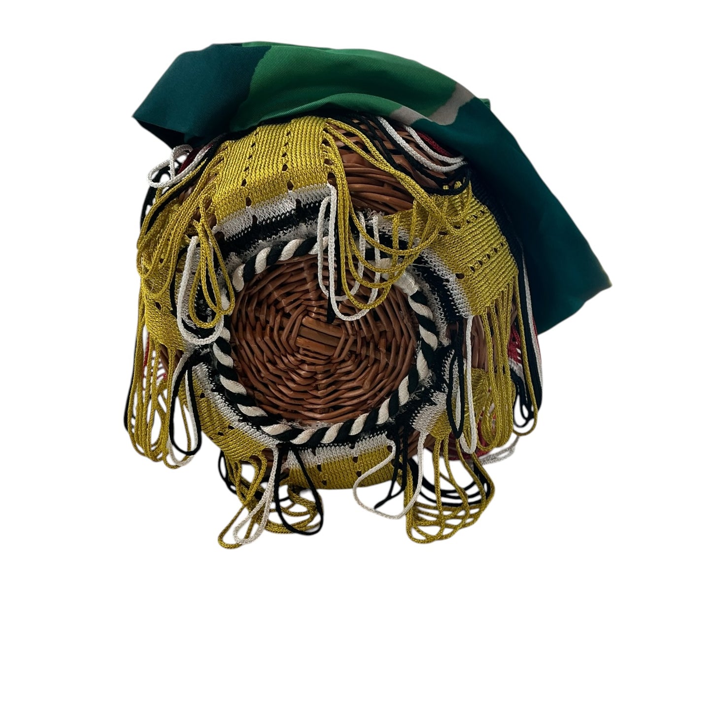 Missoni Fringed Crochet-Knit and Straw Bucket Bag