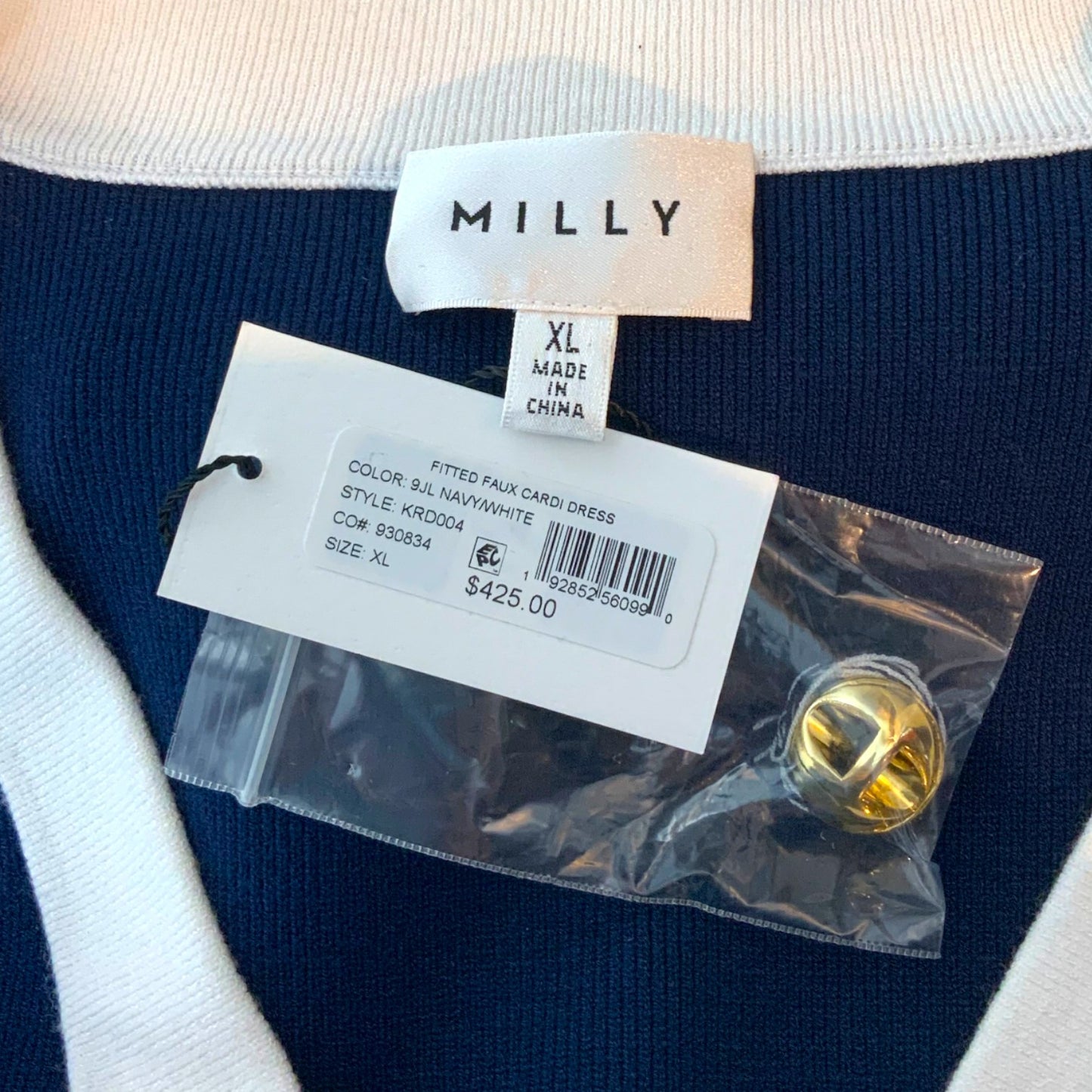 Milly Navy Blue and White Fitted Faux Cardi Case