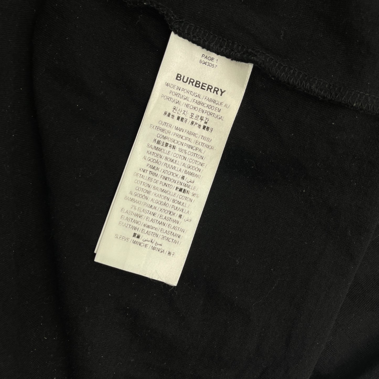 Burberry Check Sleeve Cotton T-Shirt