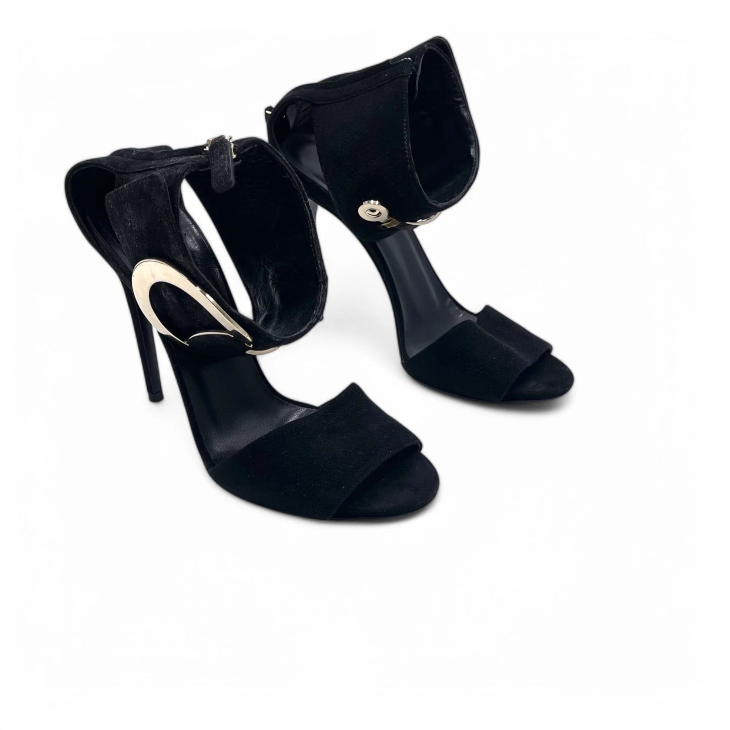Gucci Rooney Gold-Bit Suede Heels