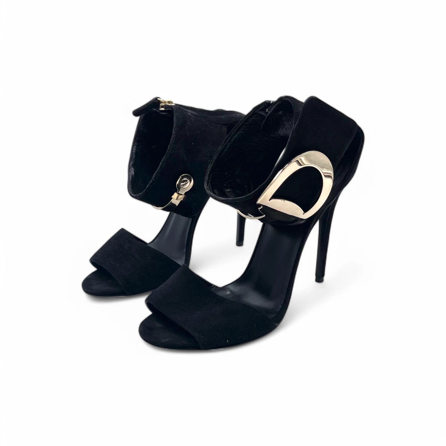 Gucci Rooney Gold-Bit Suede Heels