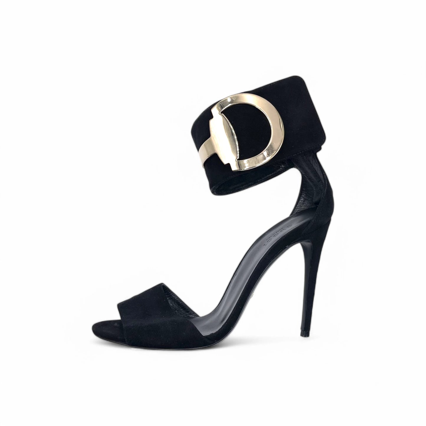 Gucci Rooney Gold-Bit Suede Heels