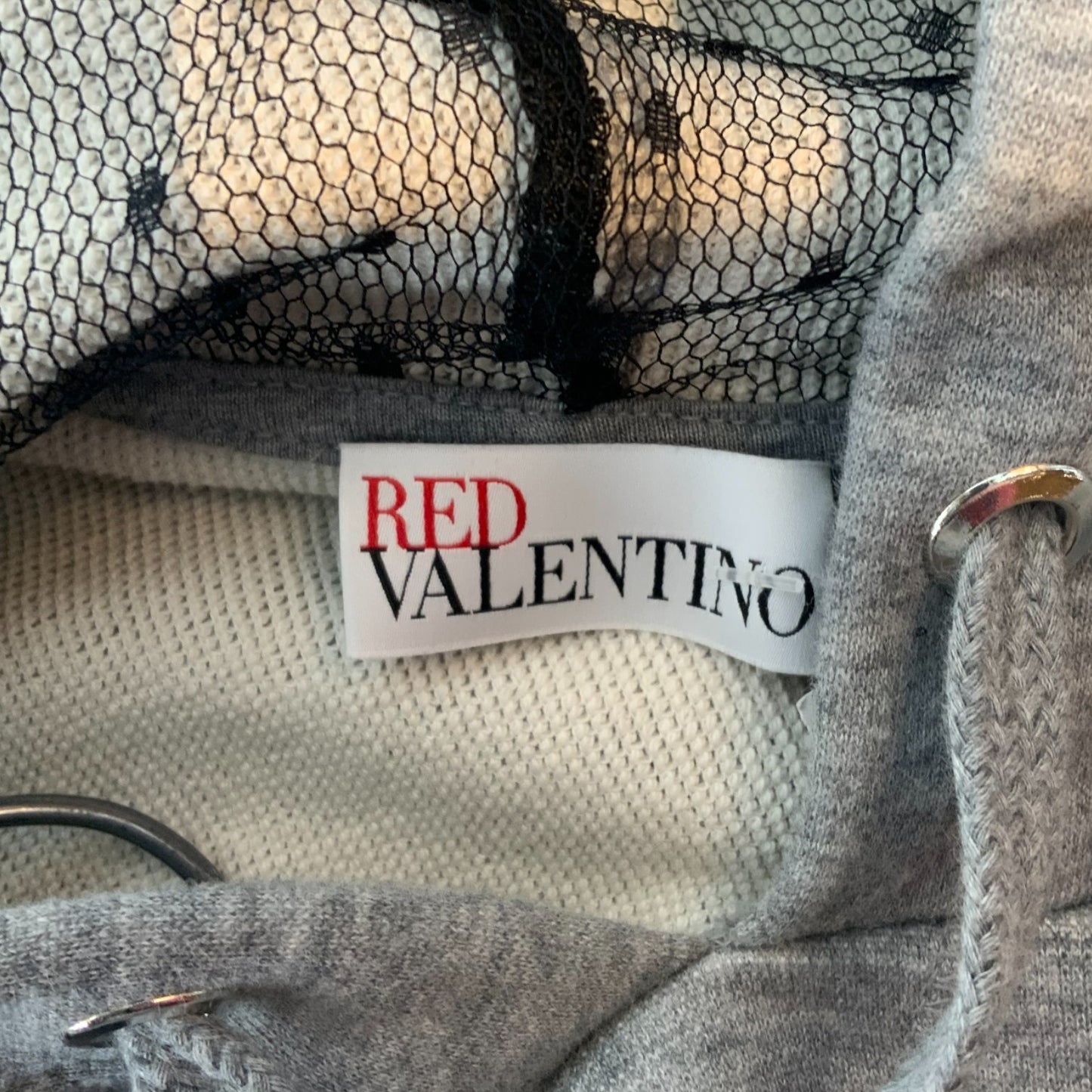 Red Valentino Grey Hoodie with Star Patches