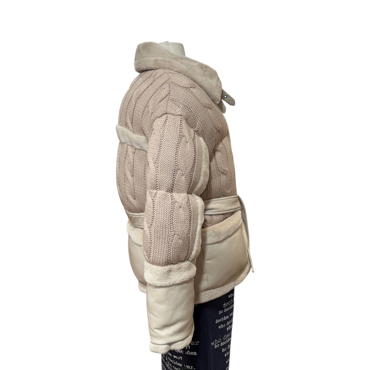 Tara Knit and Plush Puffer Biker Jacket