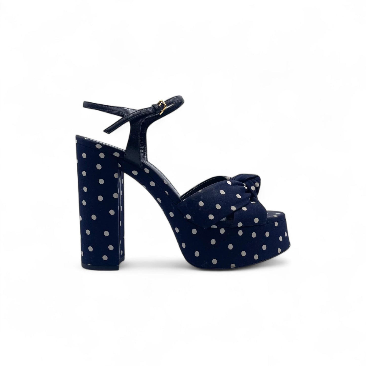 Saint Laurent Navy Polka-Dot Heel