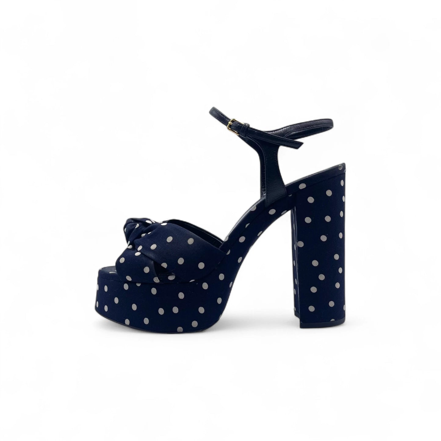 Saint Laurent Navy Polka-Dot Heel