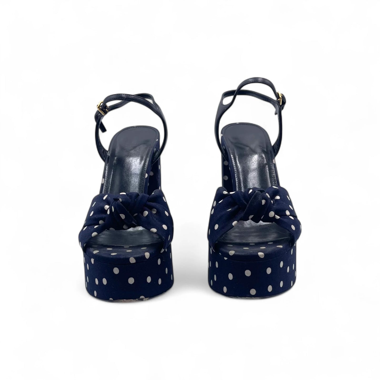 Saint Laurent Navy Polka-Dot Heel