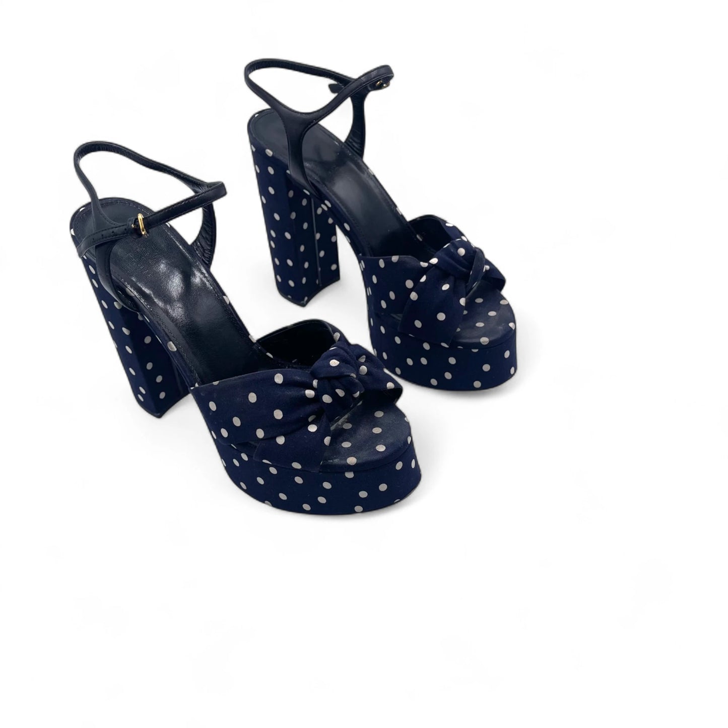 Saint Laurent Navy Polka-Dot Heel