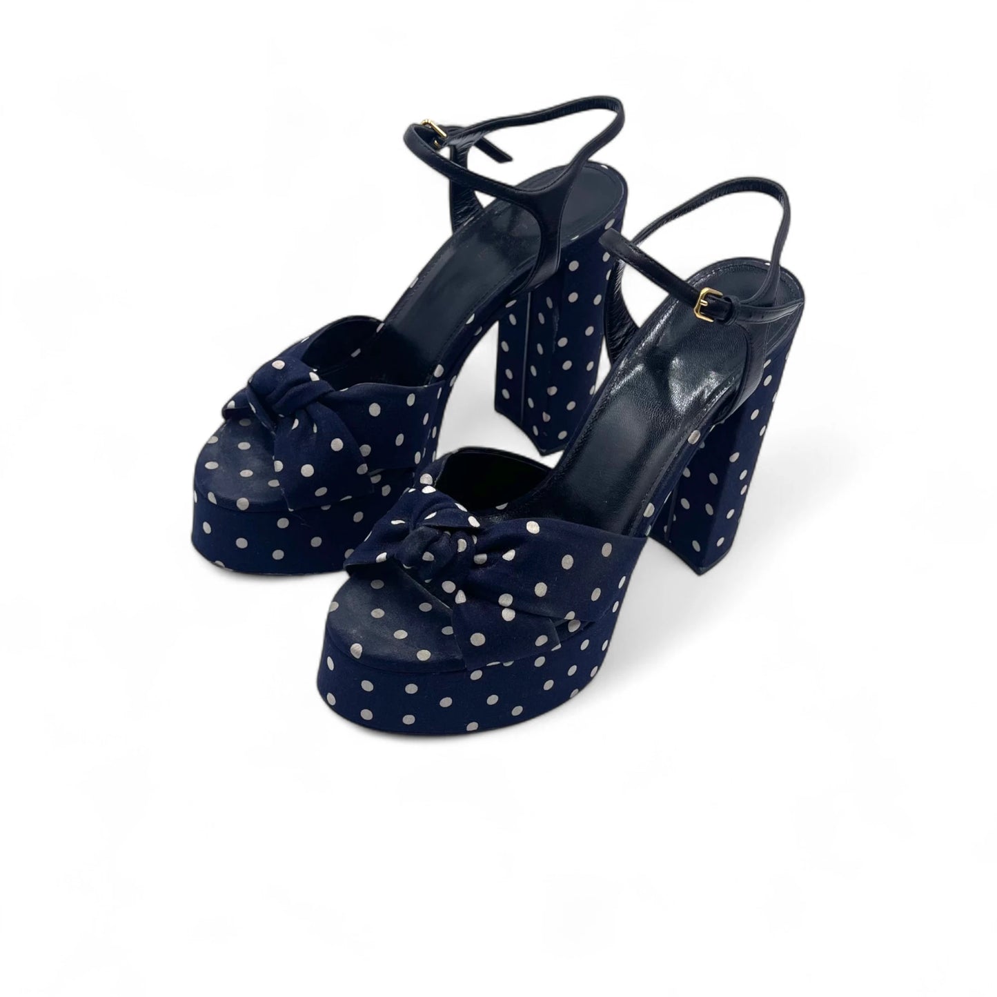 Saint Laurent Navy Polka-Dot Heel