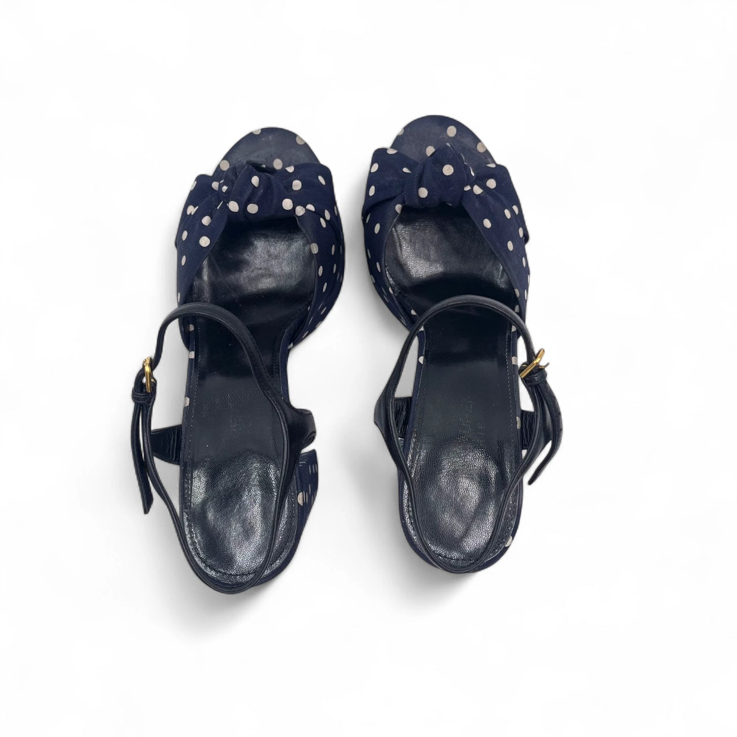 Saint Laurent Navy Polka-Dot Heel