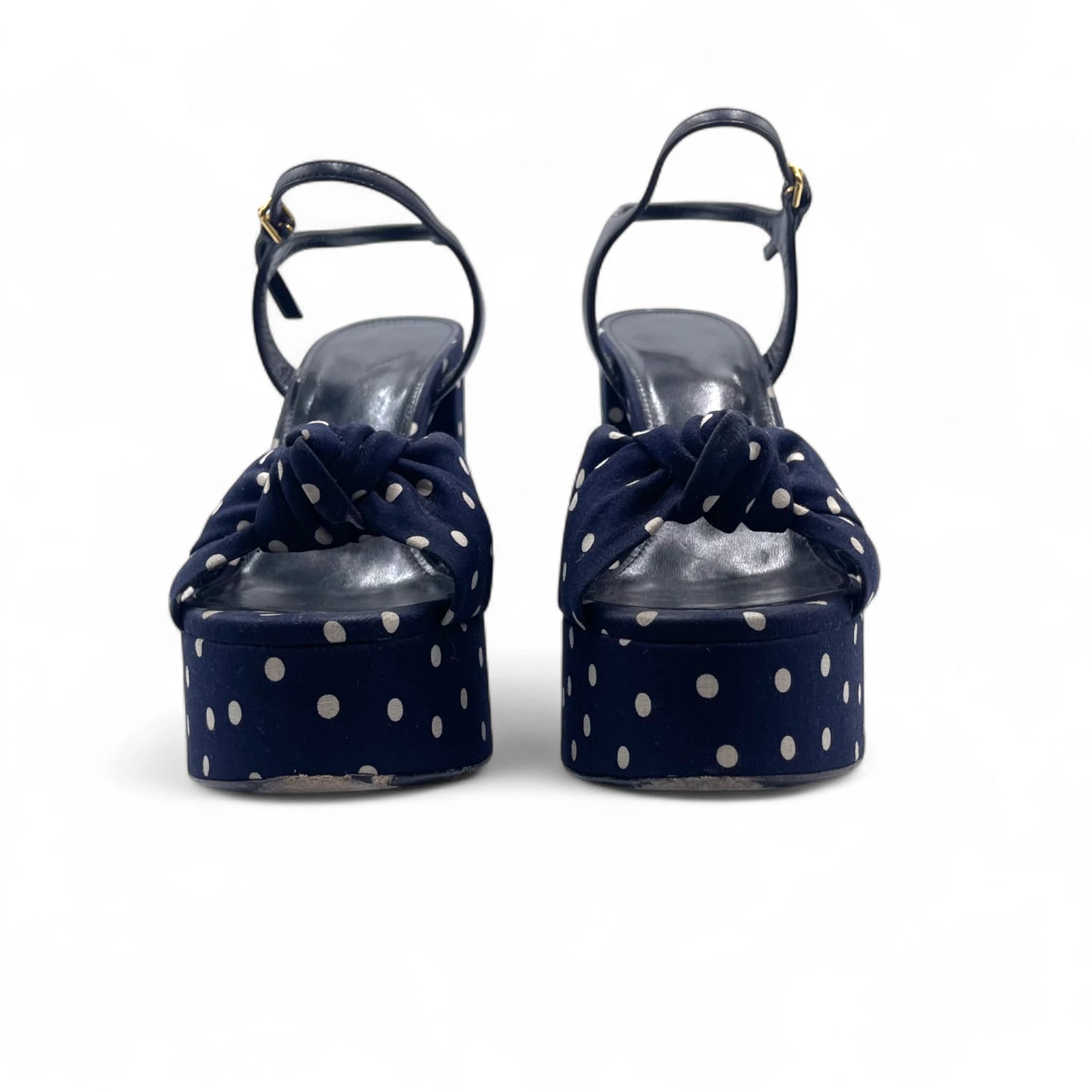 Saint Laurent Navy Polka-Dot Heel
