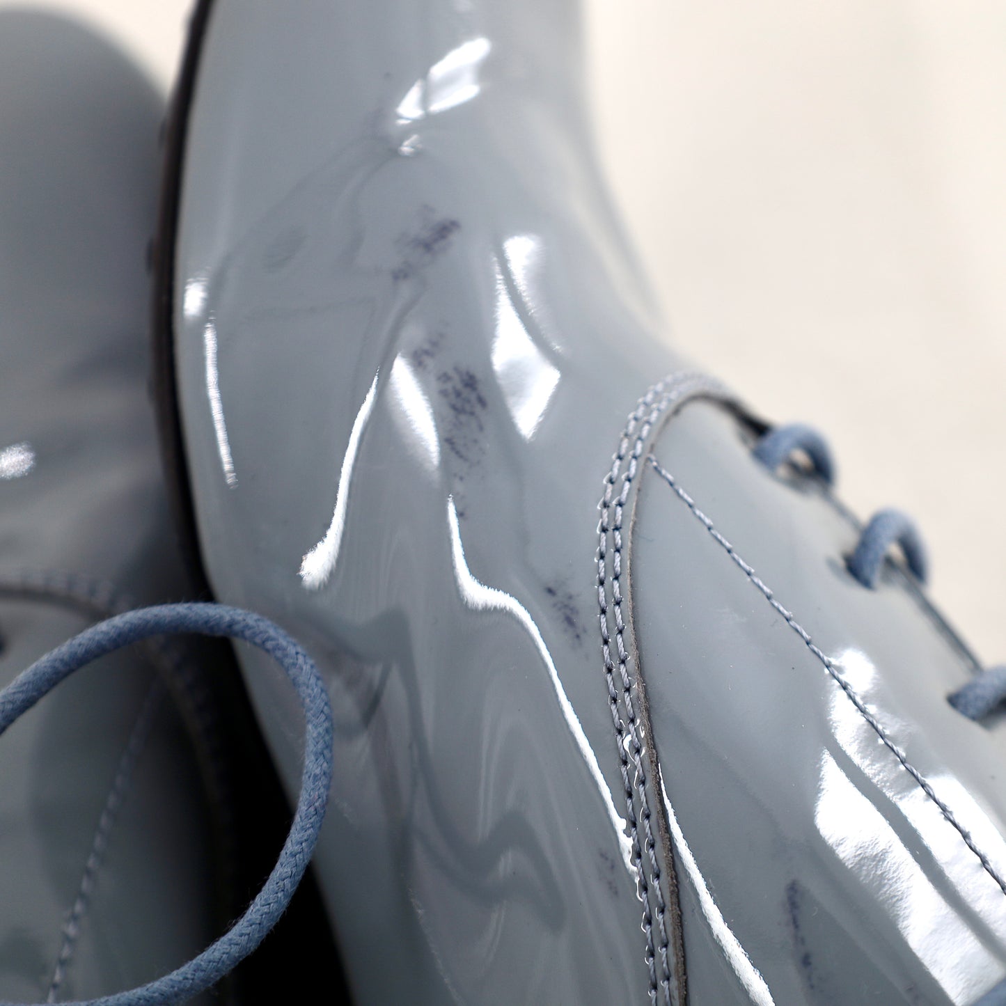 Tod's Light Blue Patent Leather Derby Boots