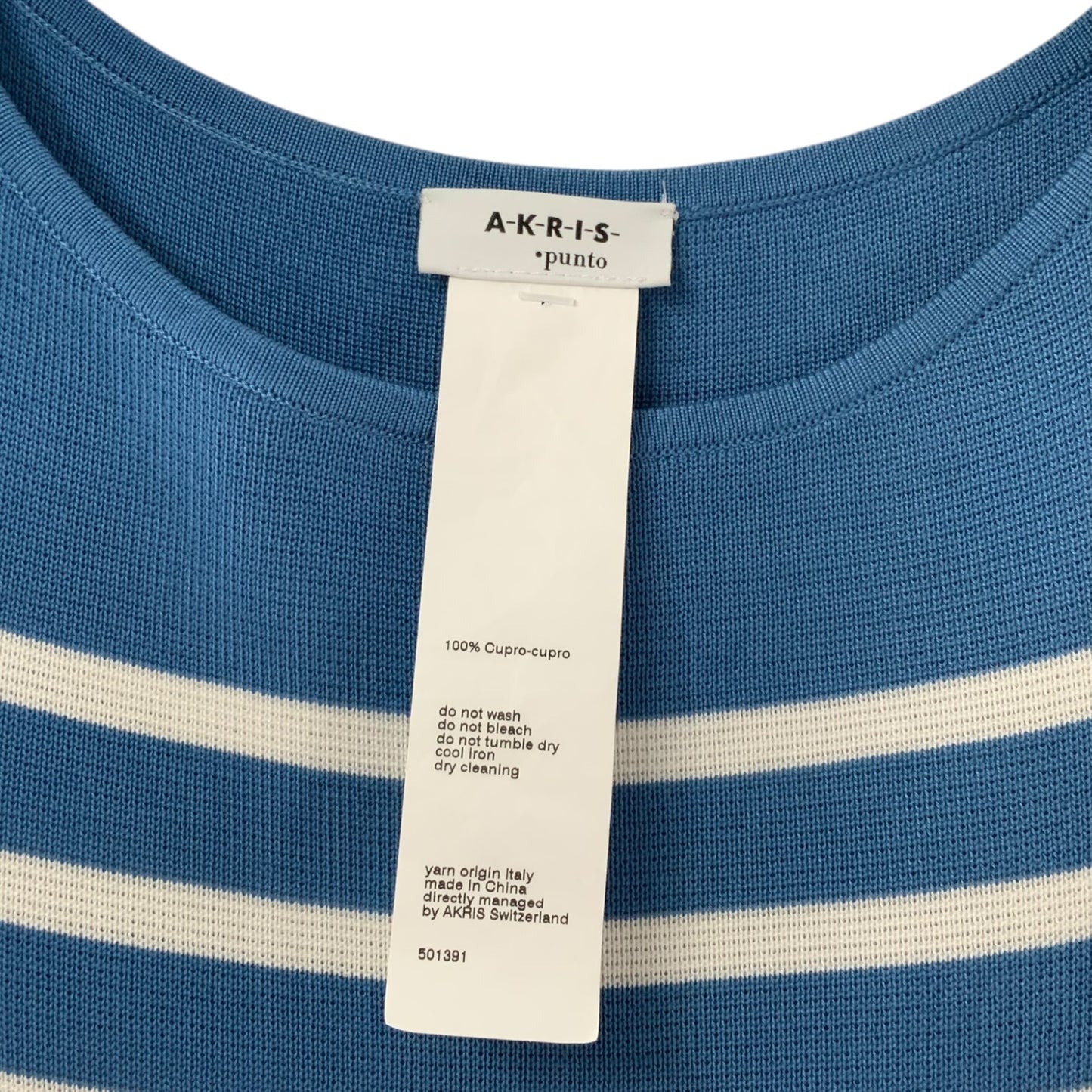 Akris Punto Blue and White Striped Flowy Fitted Dress