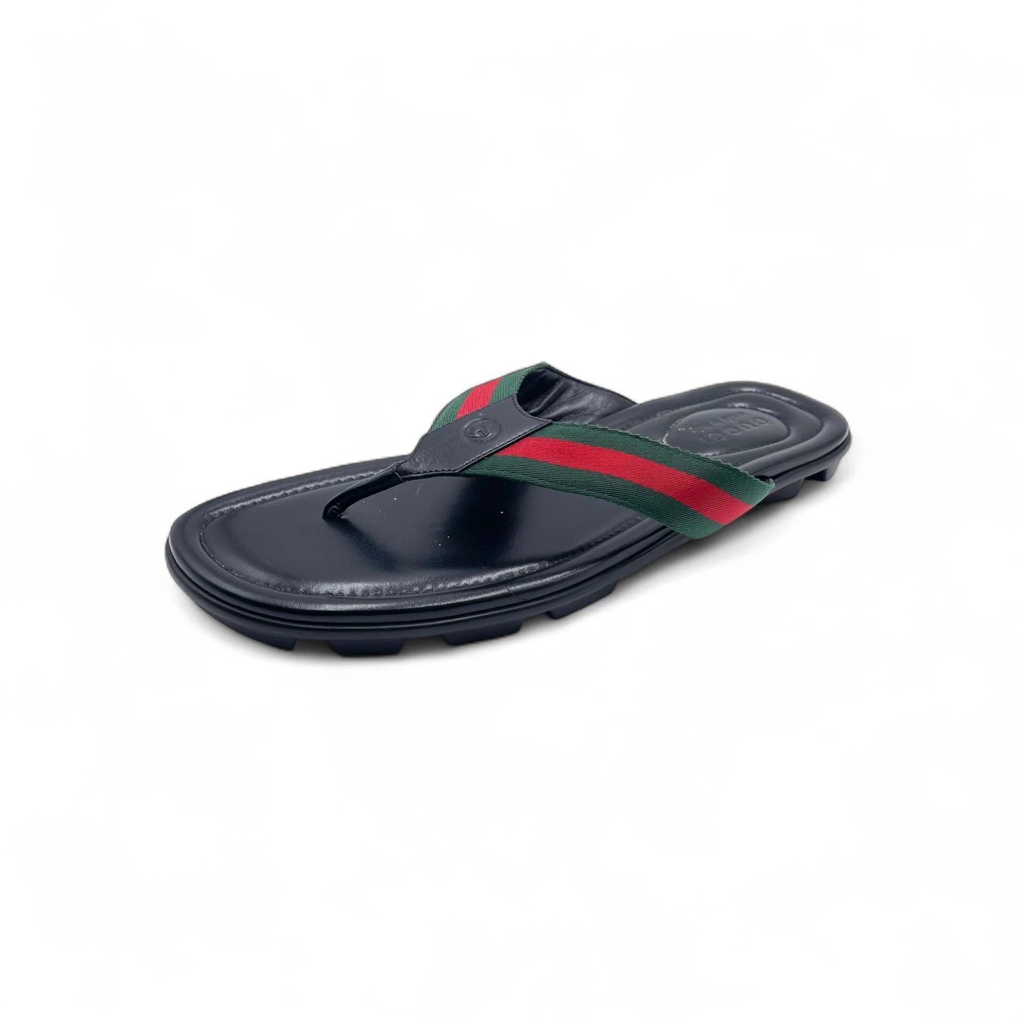 Gucci Men's Web & Leather Thong Sandals