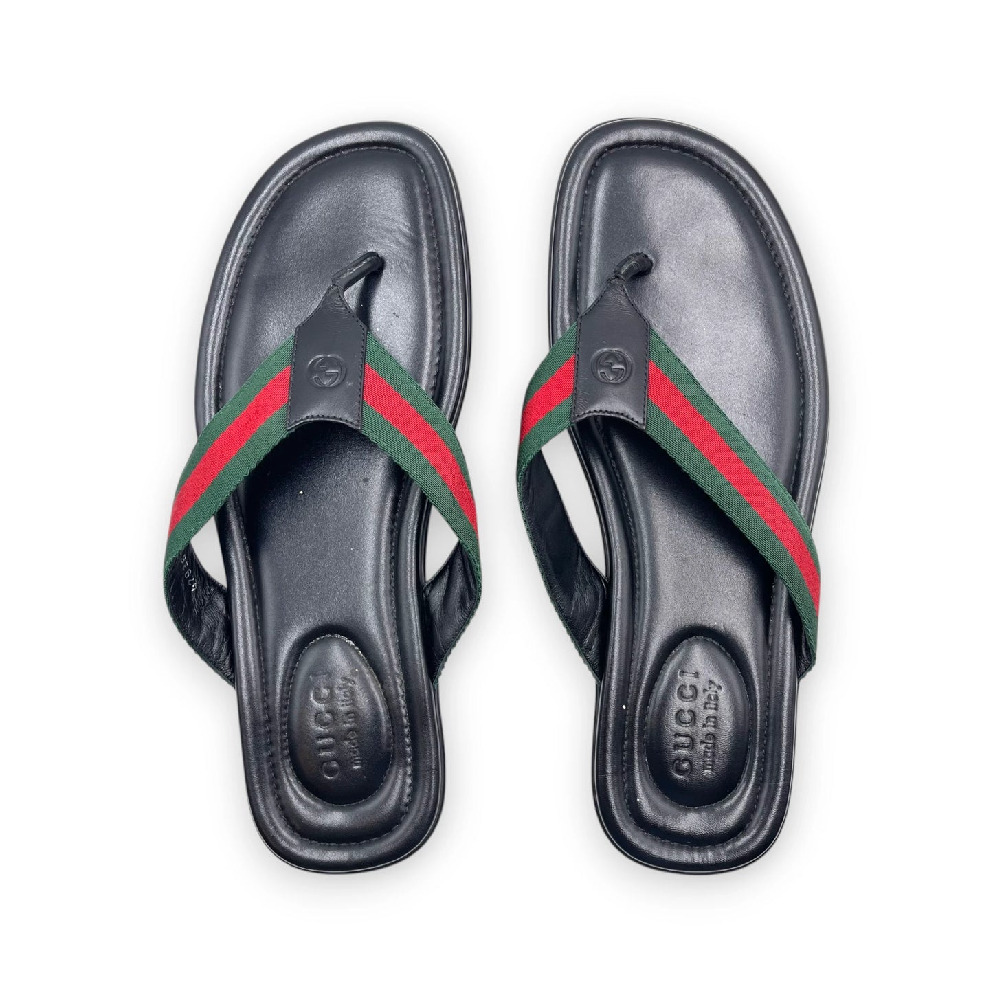 Gucci Men's Web & Leather Thong Sandals