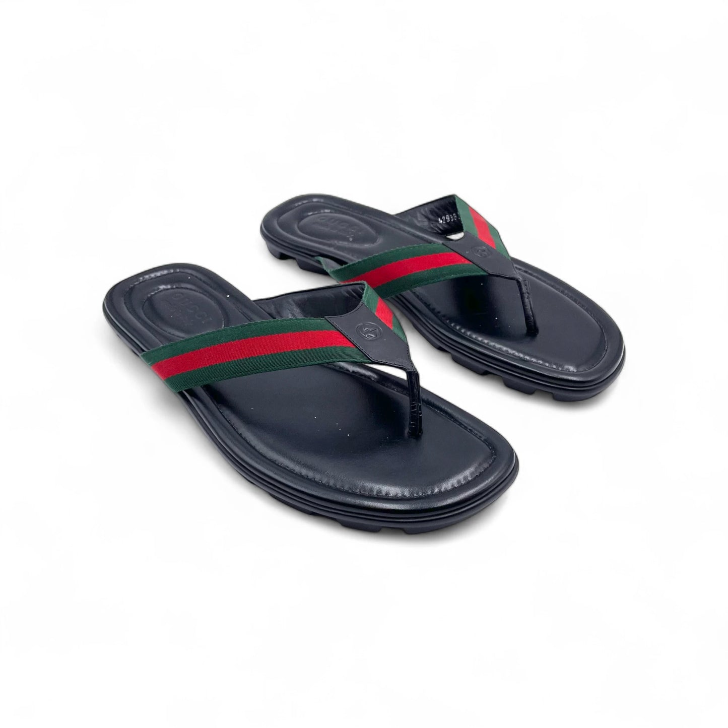 Gucci Men's Web & Leather Thong Sandals