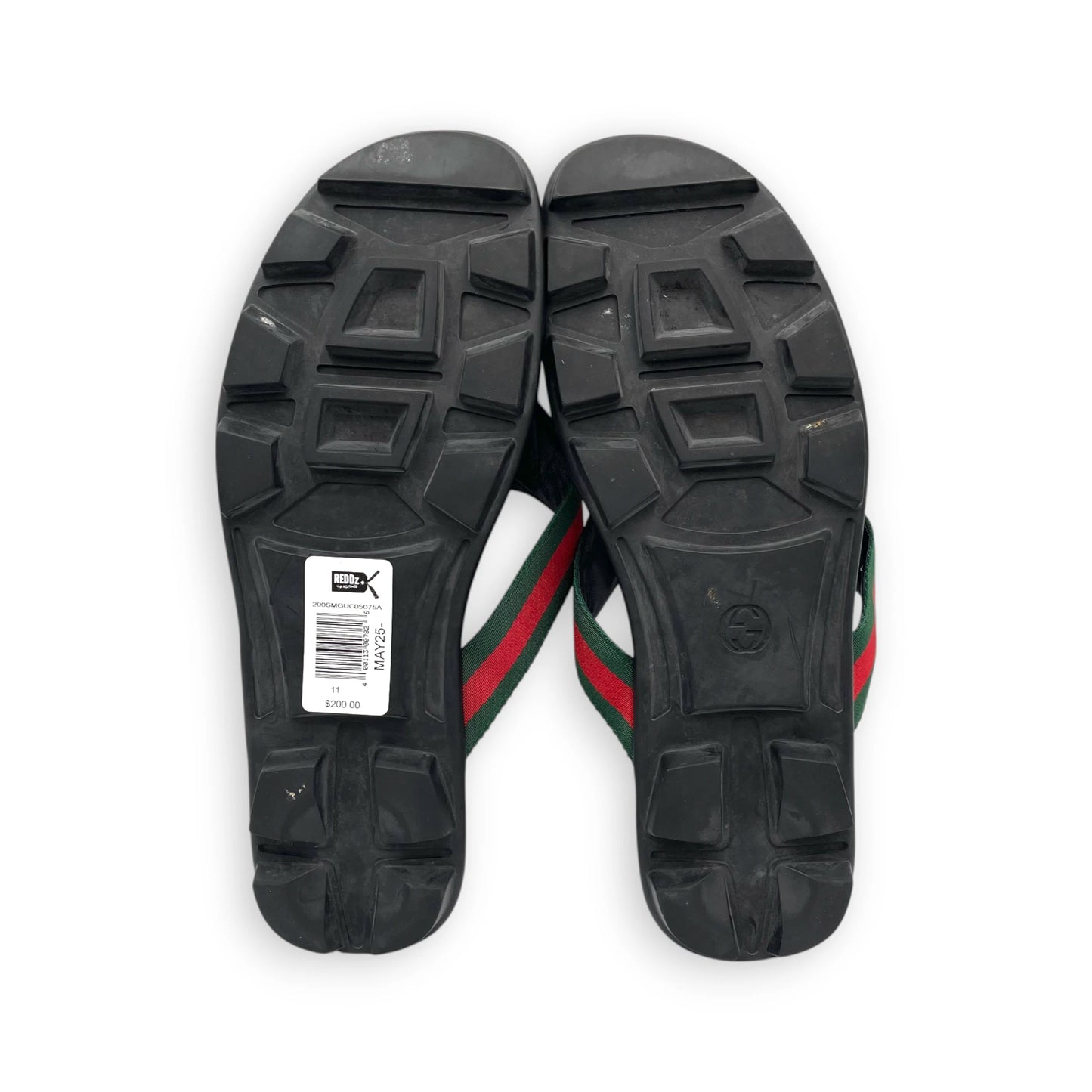Gucci Men's Web & Leather Thong Sandals